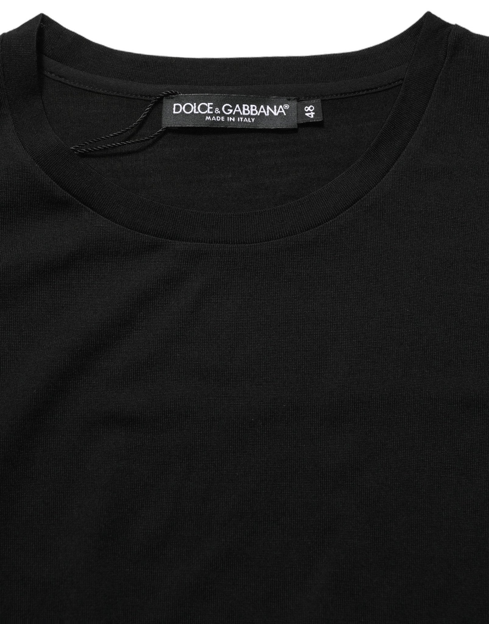 Dolce & Gabbana Black Wool Crew Neck Short Sleeves T-shirt - RIMODA