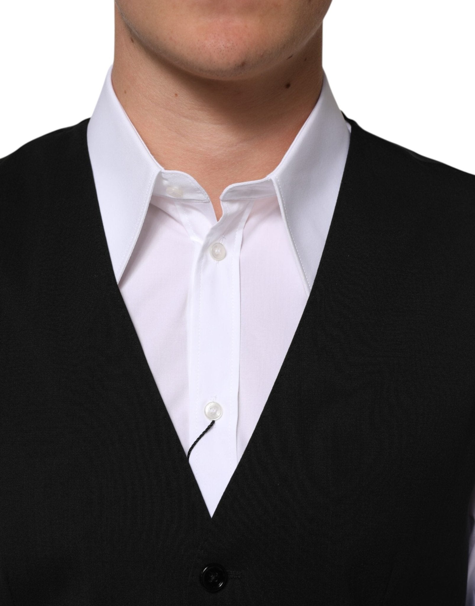 Dolce & Gabbana Black Wool Dress Formal Men Waistcoat Vest - RIMODA