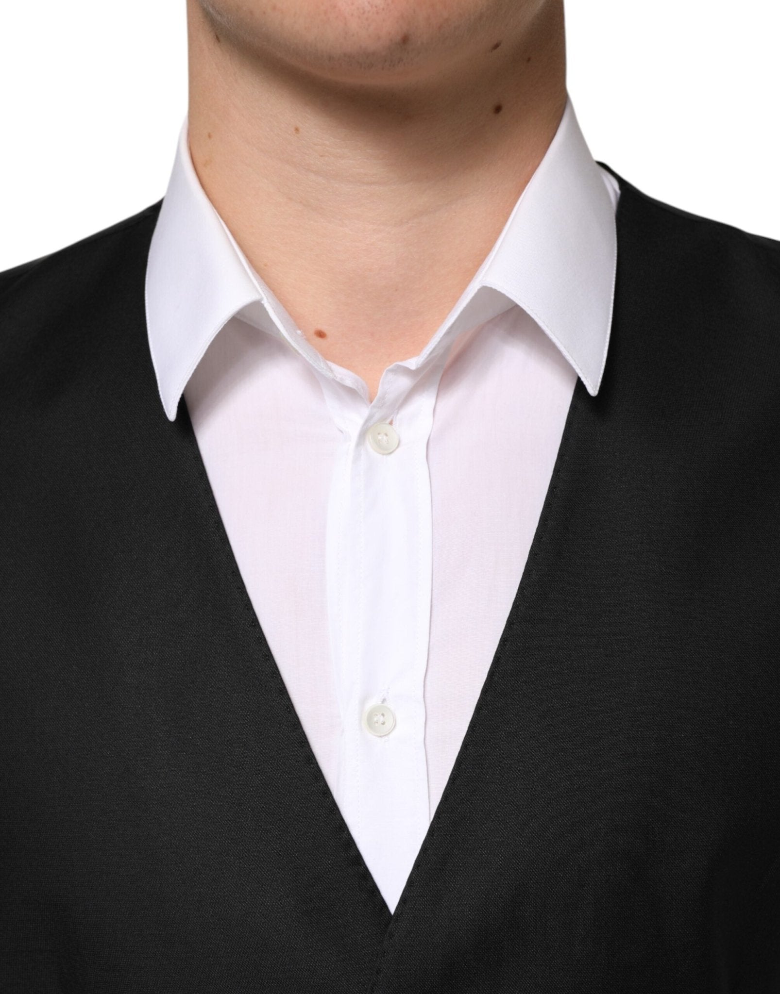 Dolce & Gabbana Black Wool Dress Formal Men Waistcoat Vest - RIMODA