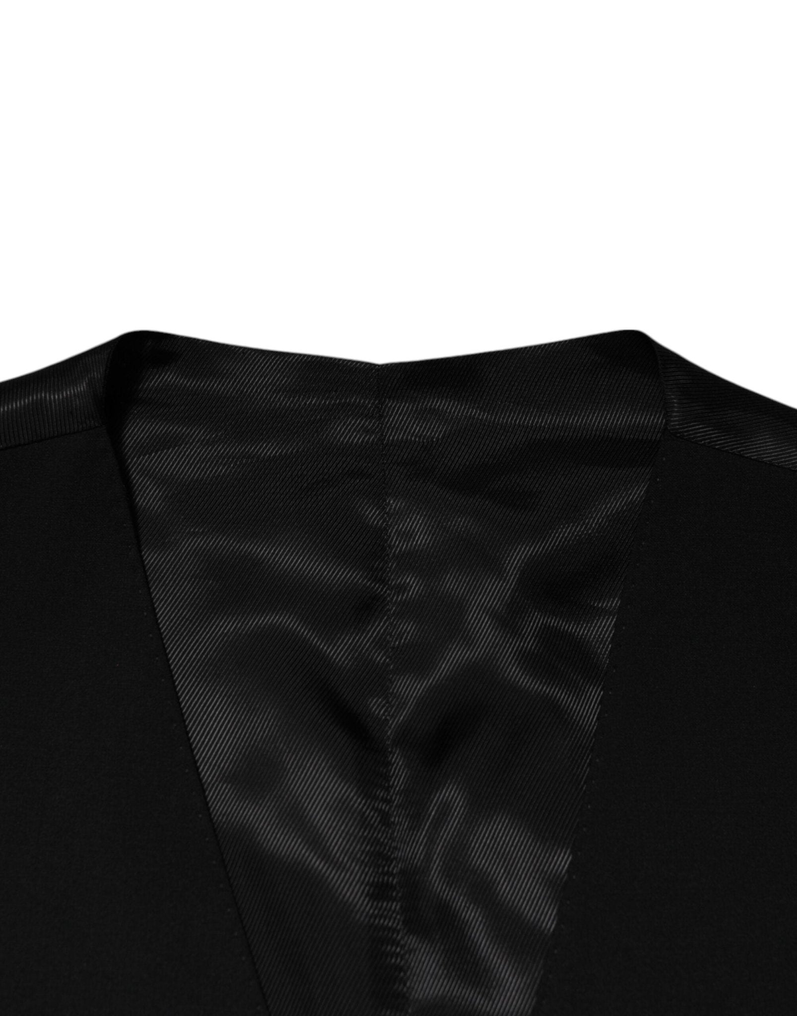 Dolce & Gabbana Black Wool Dress Formal Men Waistcoat Vest - RIMODA