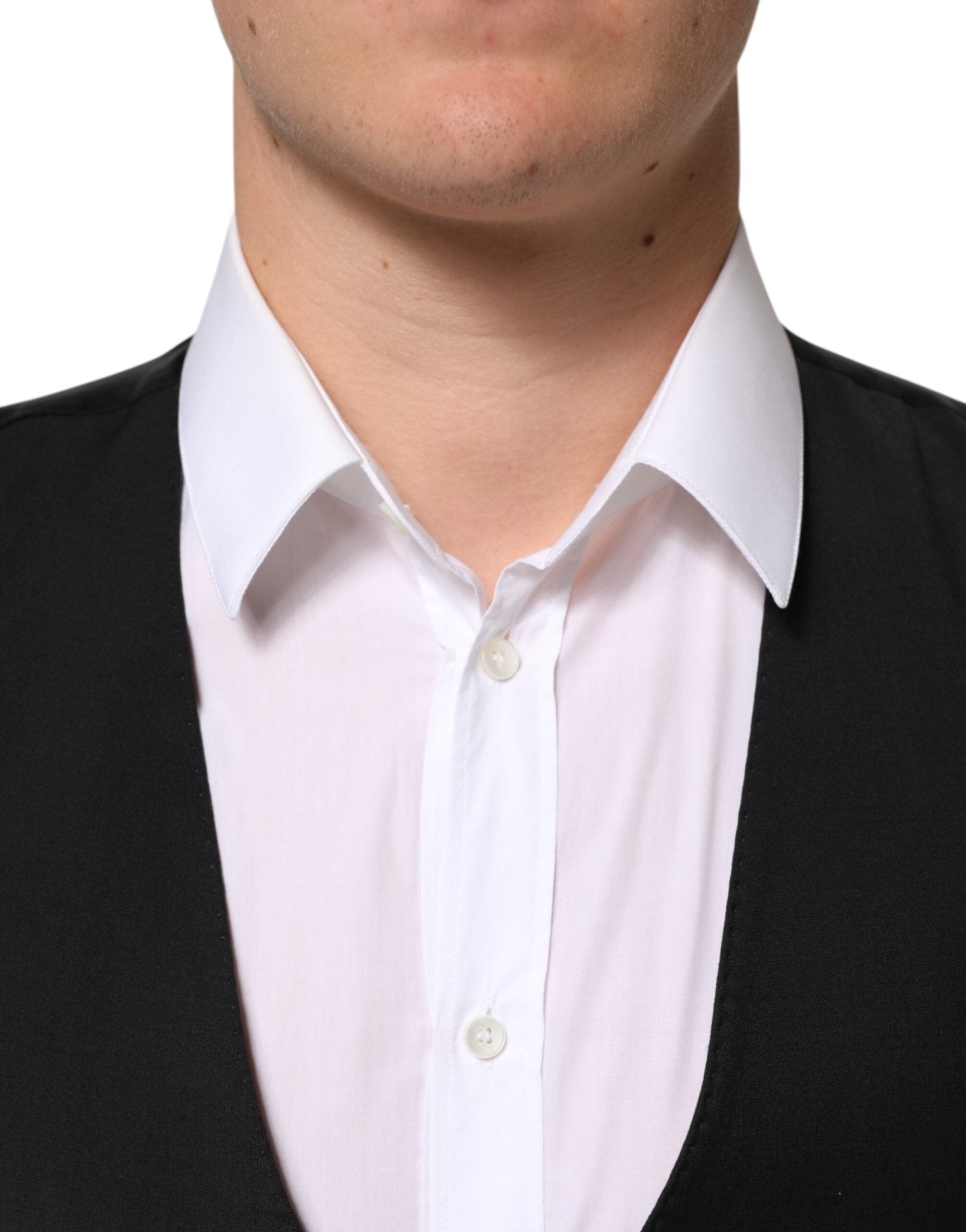 Dolce & Gabbana Black Wool Dress Formal Men Waistcoat Vest - RIMODA
