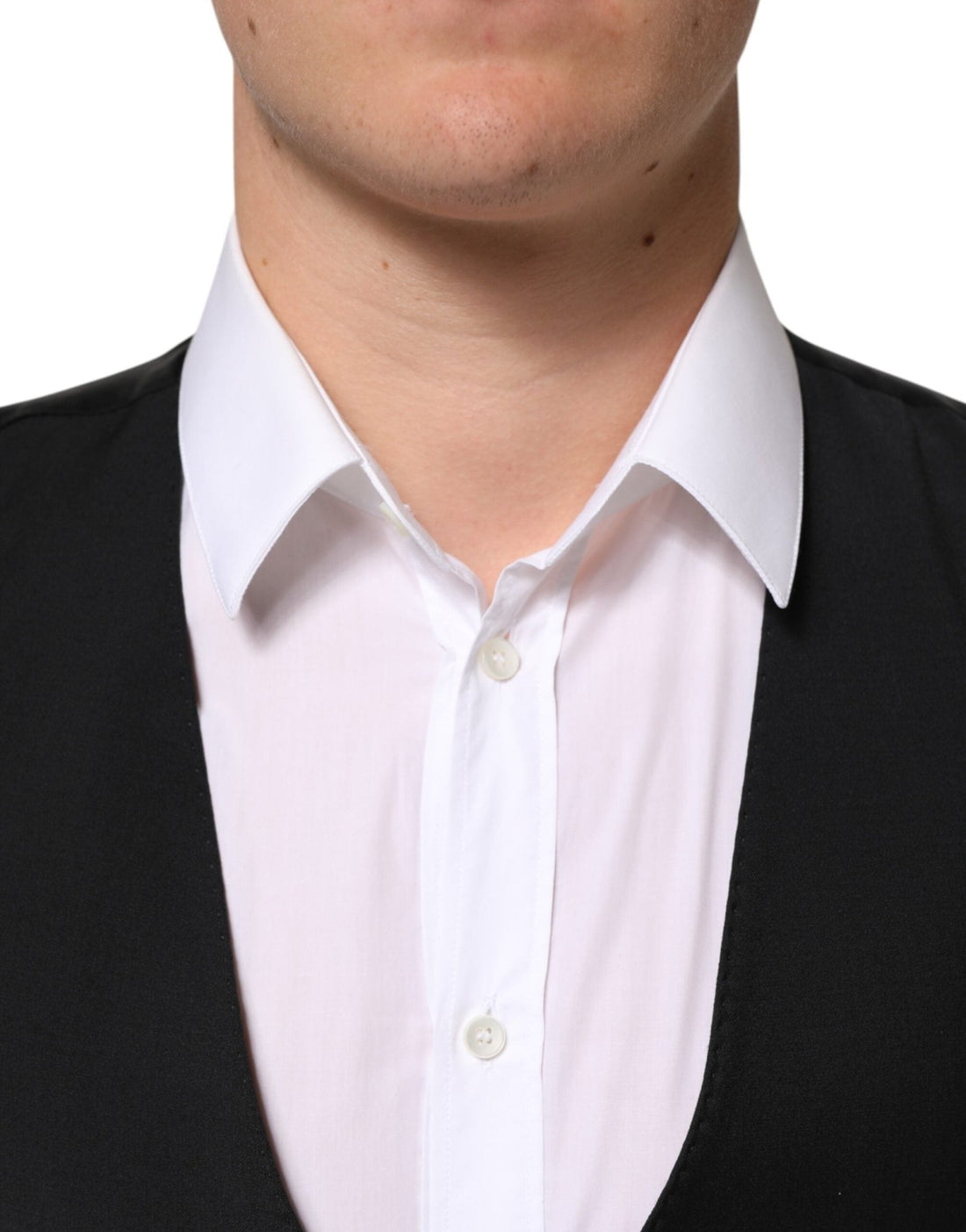Dolce & Gabbana Black Wool Dress Formal Men Waistcoat Vest - RIMODA