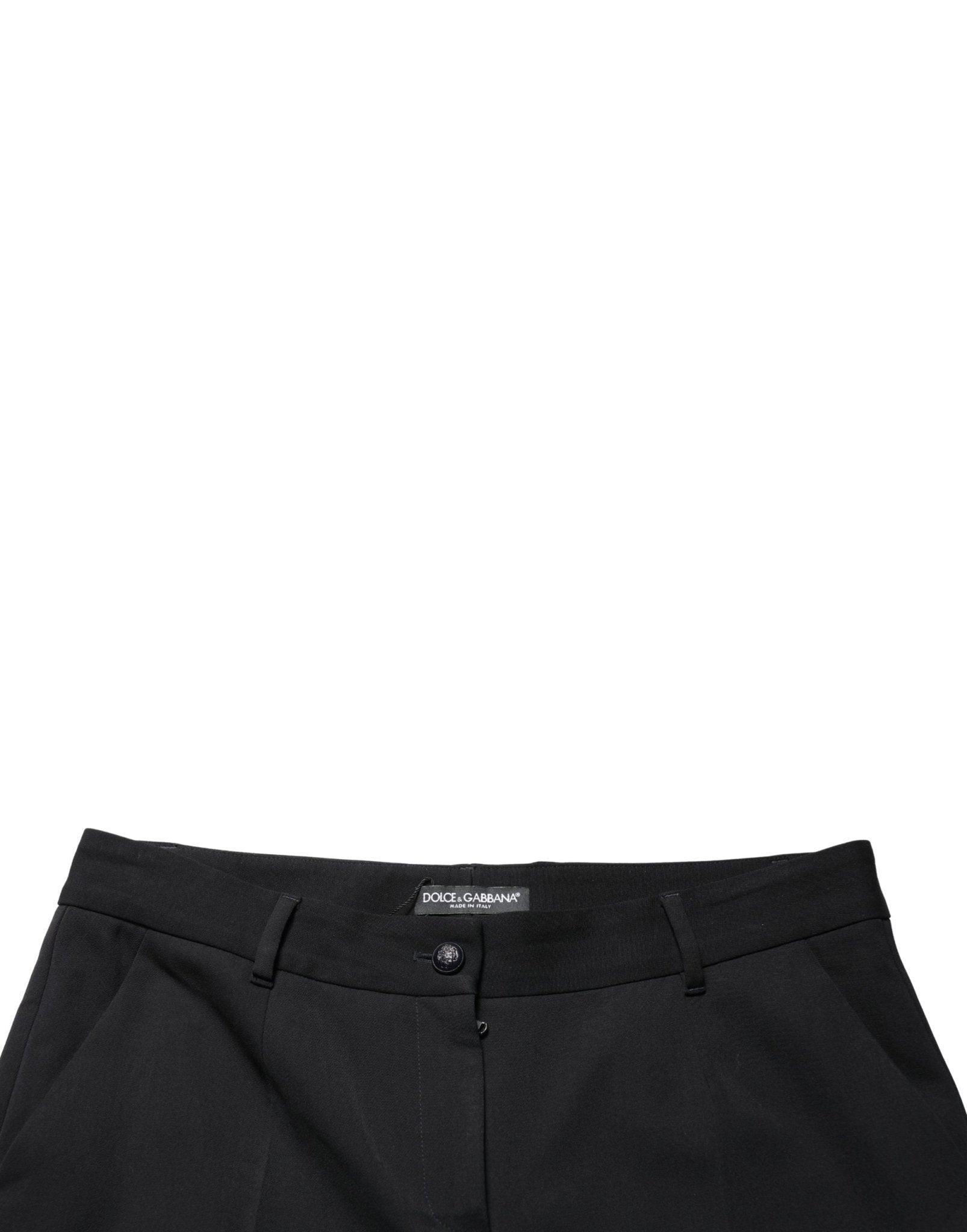 Dolce & Gabbana Black Wool High Waist Cropped Tapered Pants - RIMODA