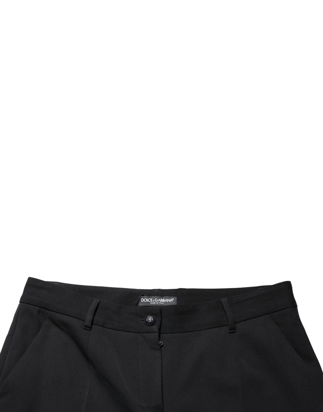 Dolce & Gabbana Black Wool High Waist Cropped Tapered Pants - RIMODA