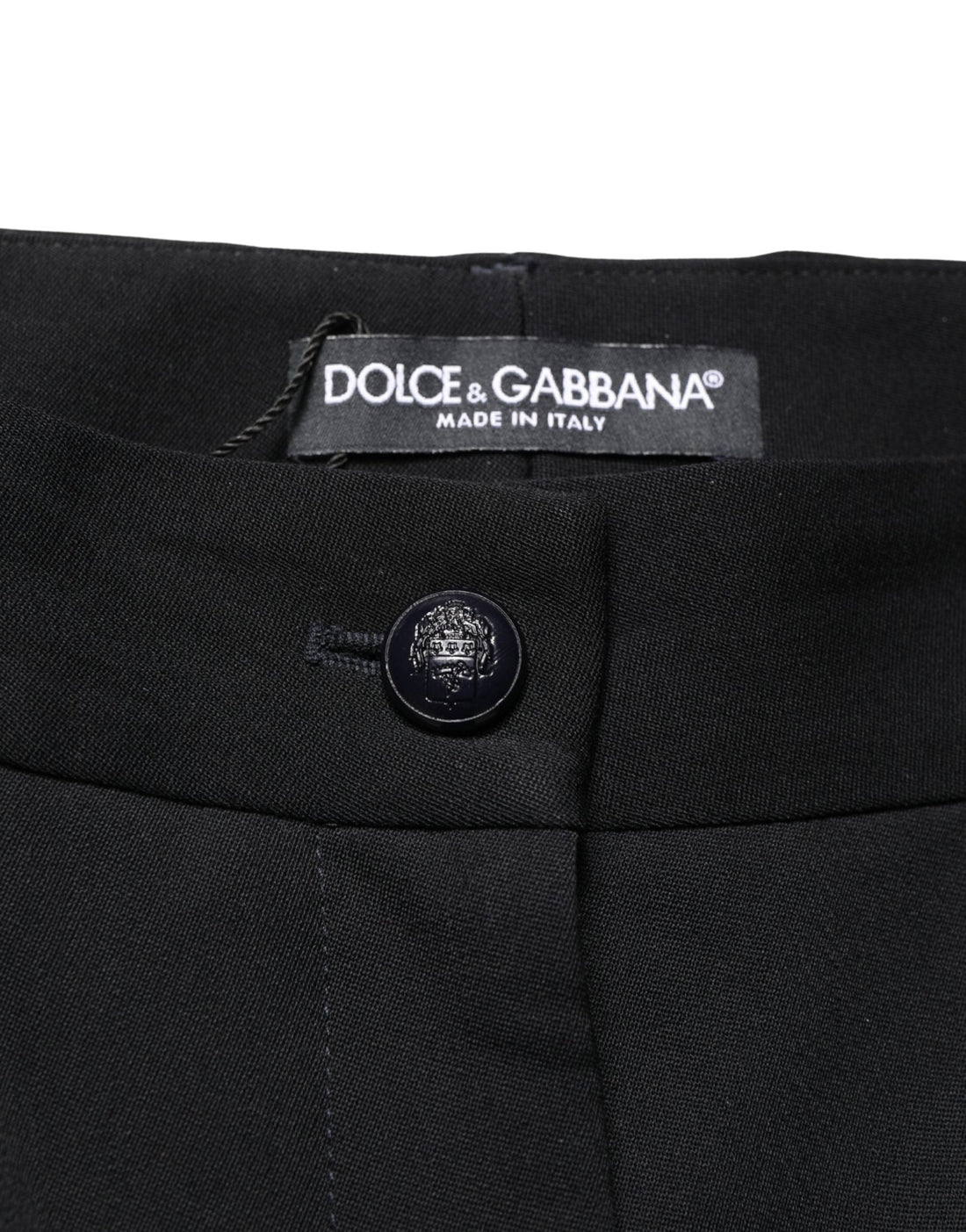 Dolce & Gabbana Black Wool High Waist Cropped Tapered Pants - RIMODA