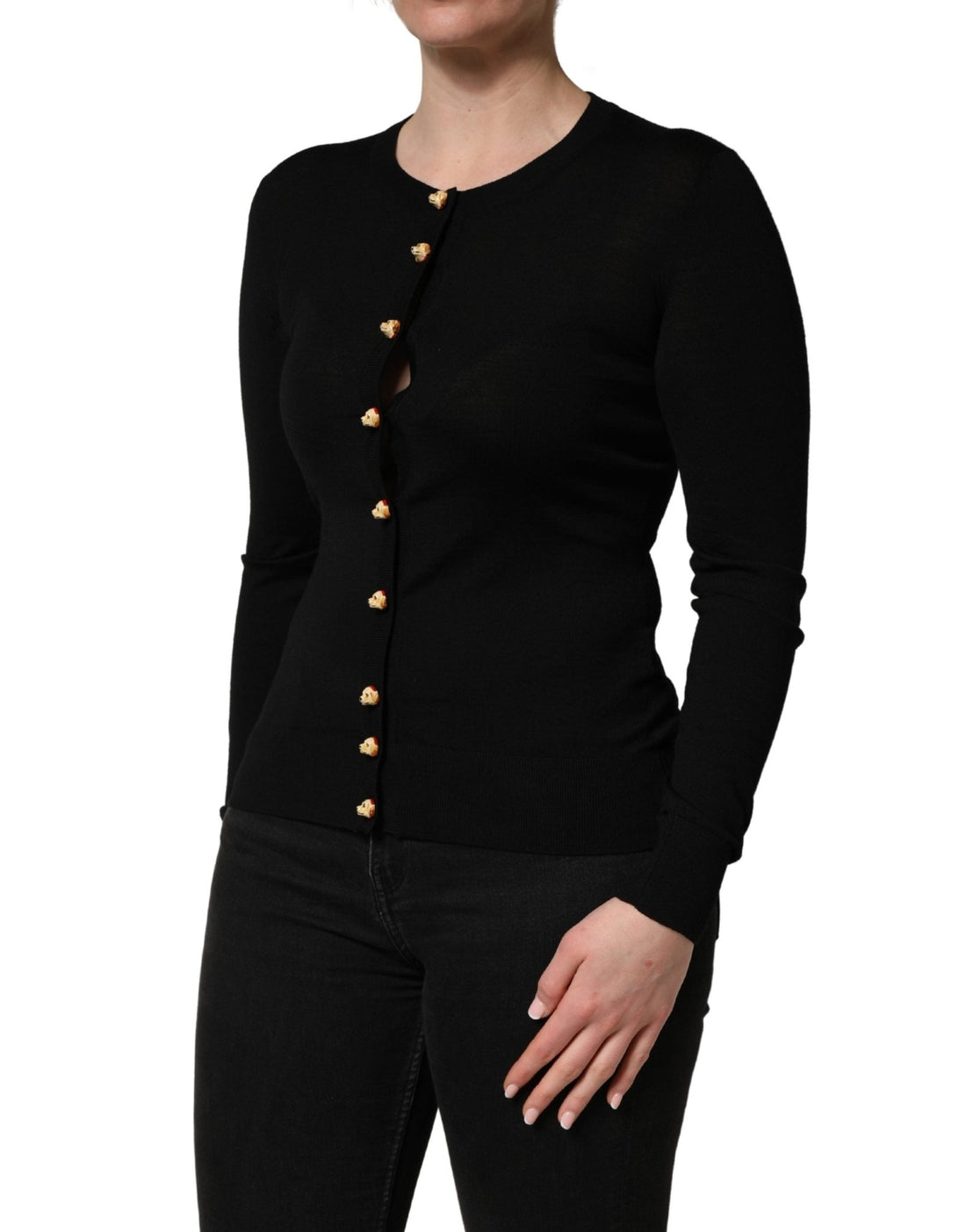 Dolce & Gabbana Black Wool Knitted Button Front Cardigan Sweater - RIMODA