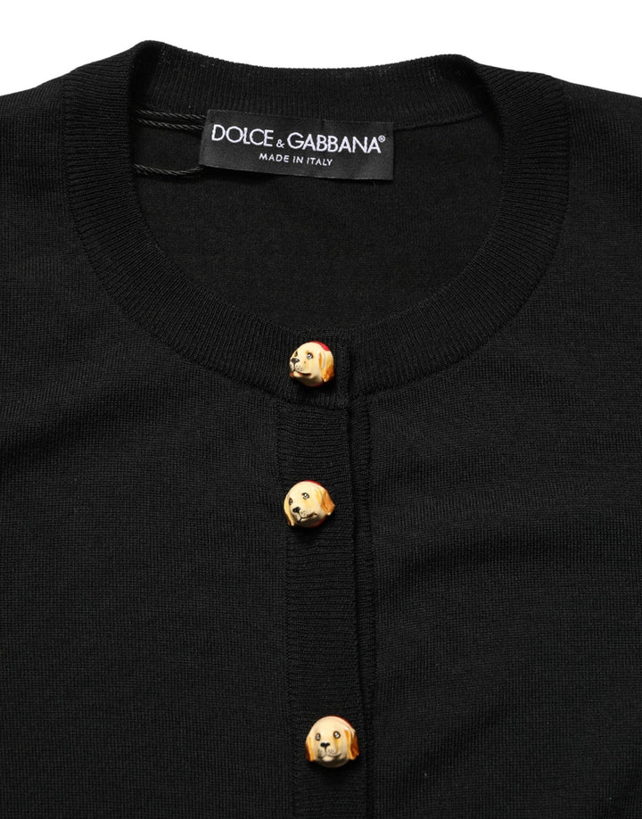 Dolce & Gabbana Black Wool Knitted Button Front Cardigan Sweater - RIMODA