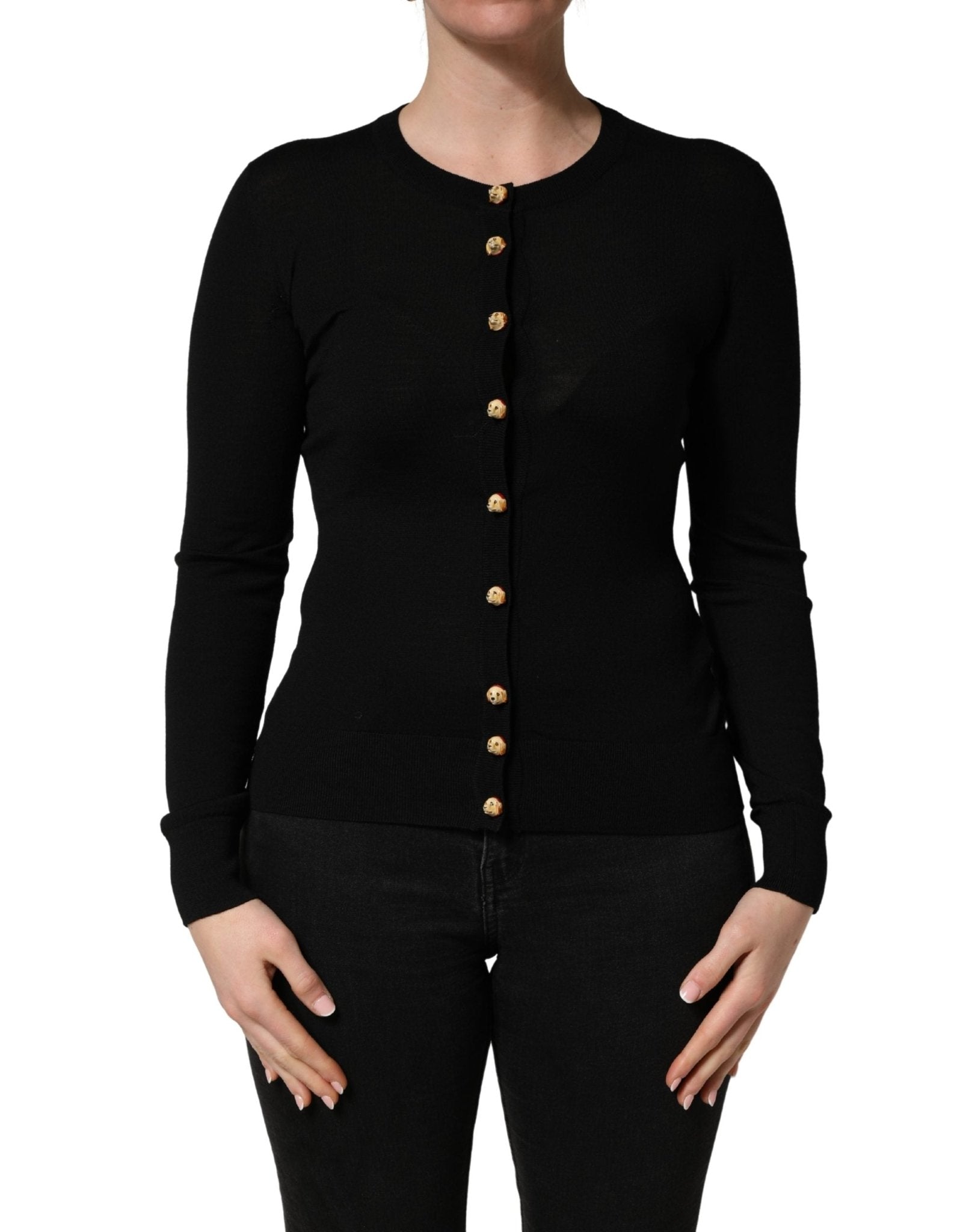 Dolce & Gabbana Black Wool Knitted Button Front Cardigan Sweater - RIMODA