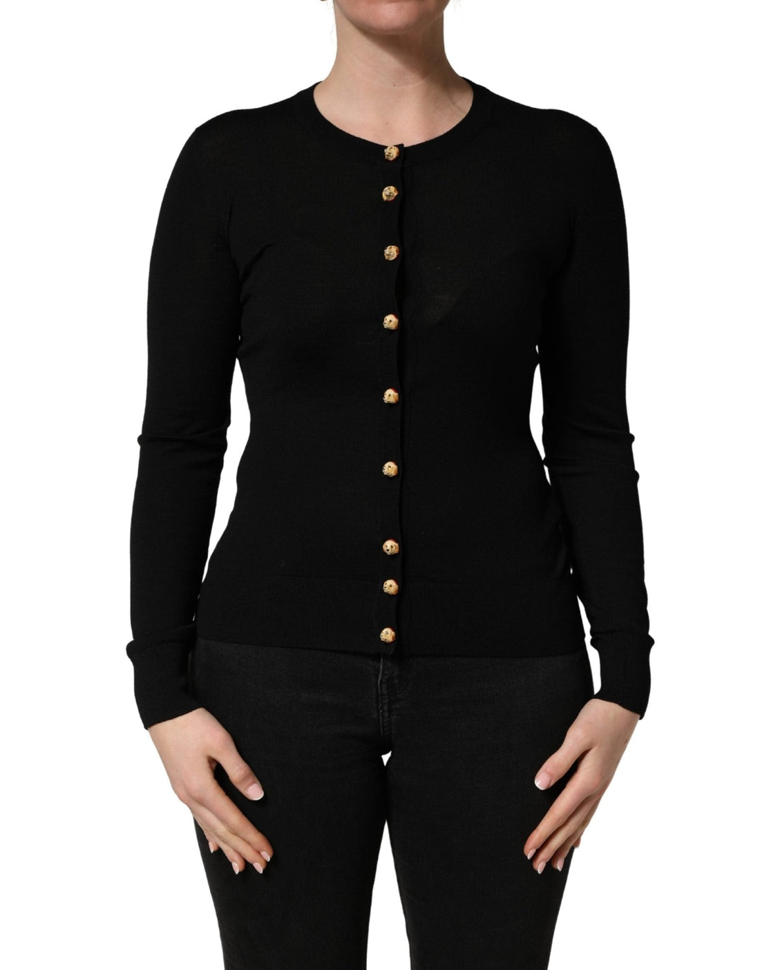 Dolce & Gabbana Black Wool Knitted Button Front Cardigan Sweater - RIMODA