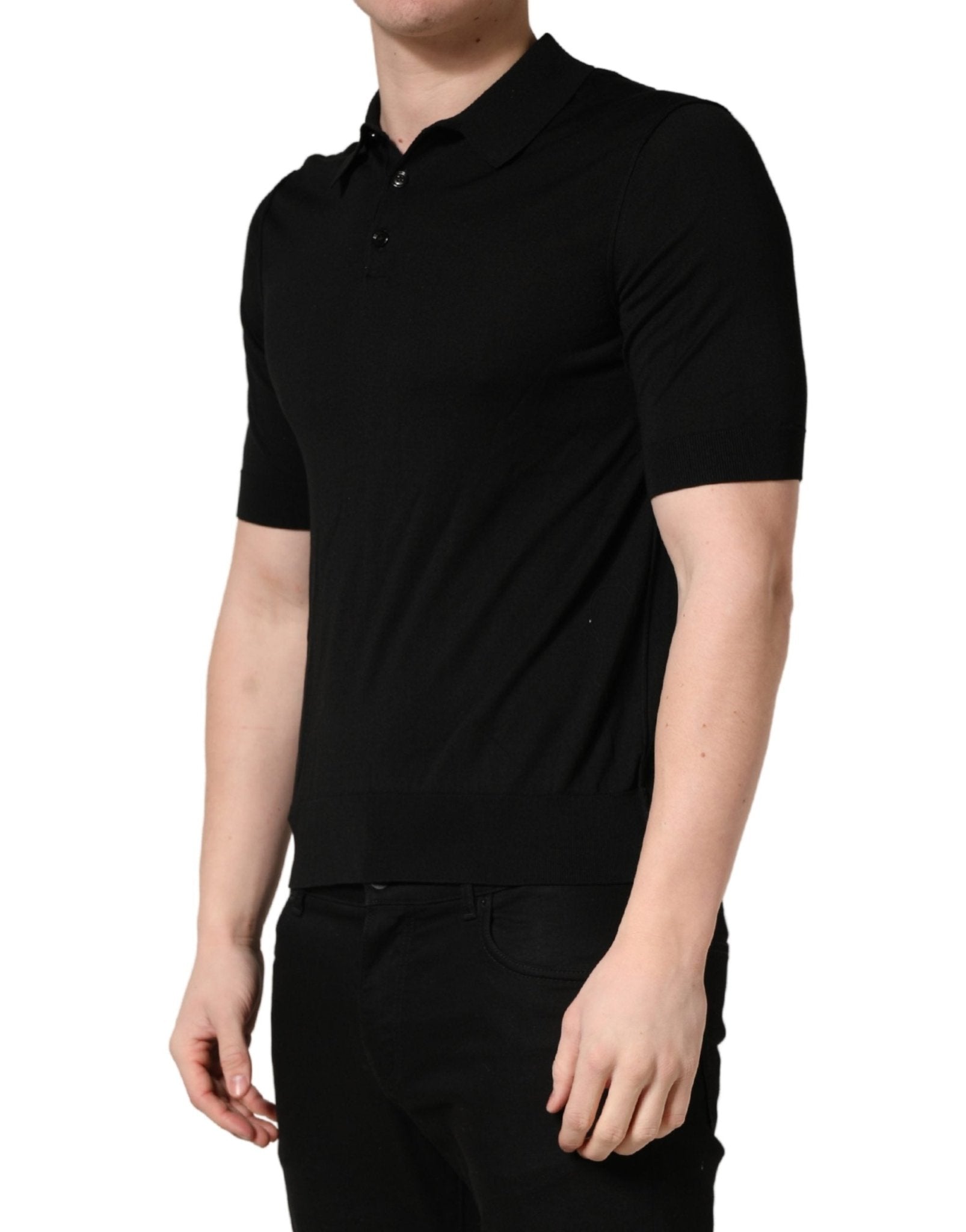 Dolce & Gabbana Black Wool Short Sleeves Men Polo T-shirt - RIMODA