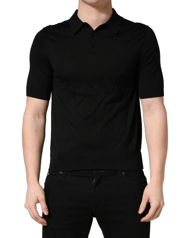 Dolce & Gabbana Black Wool Short Sleeves Men Polo T-shirt - RIMODA