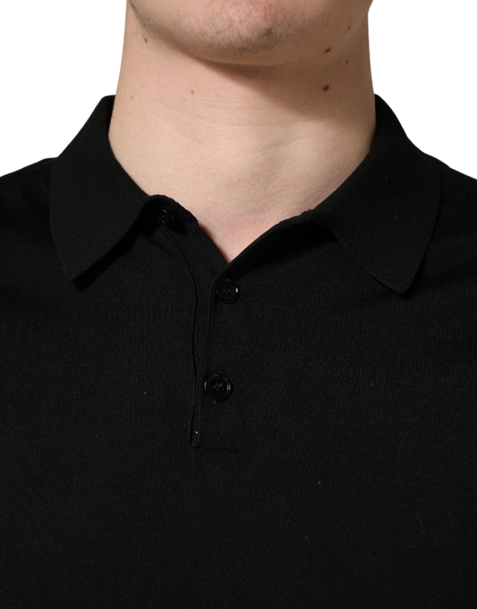 Dolce & Gabbana Black Wool Short Sleeves Men Polo T-shirt - RIMODA