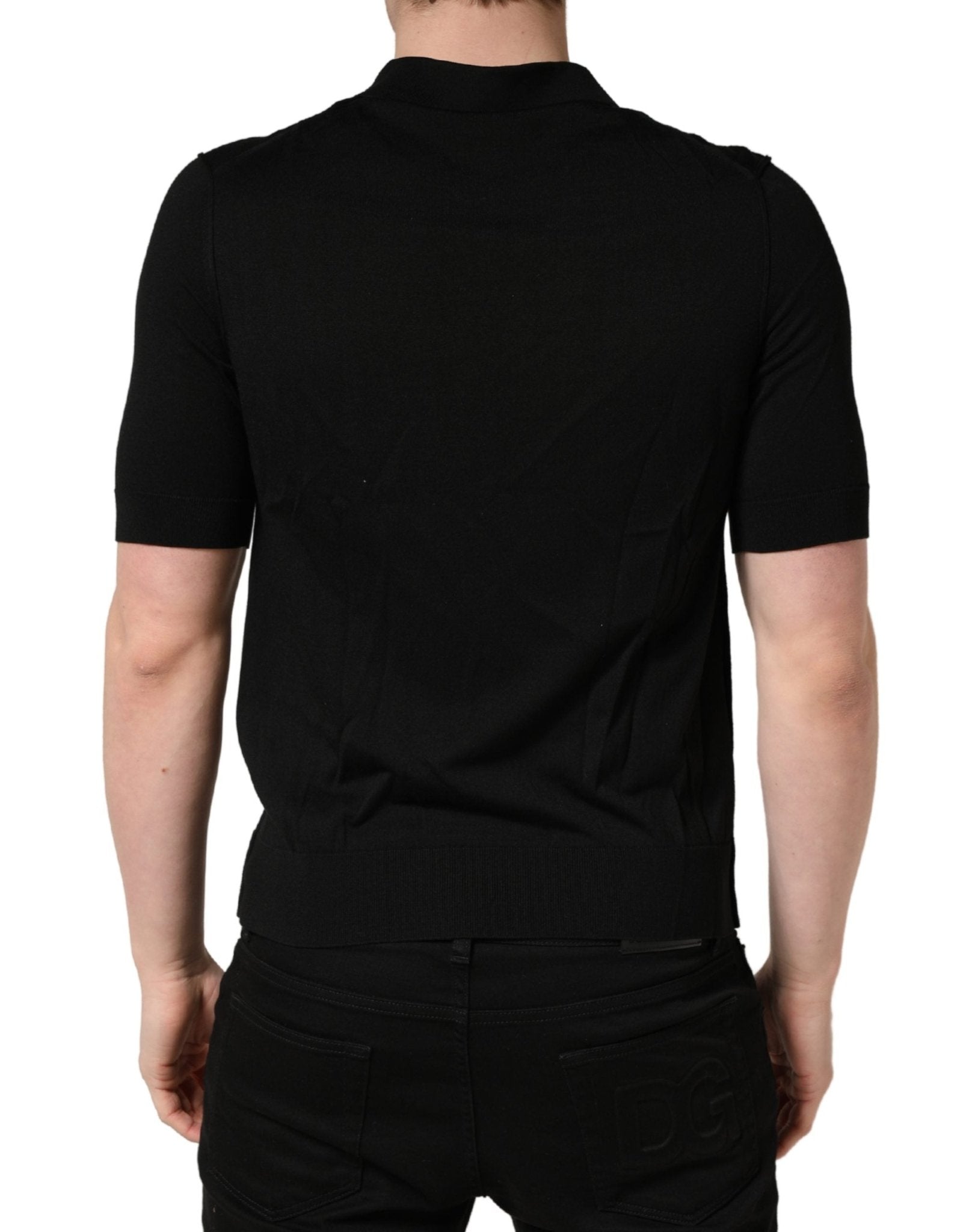 Dolce & Gabbana Black Wool Short Sleeves Men Polo T-shirt - RIMODA