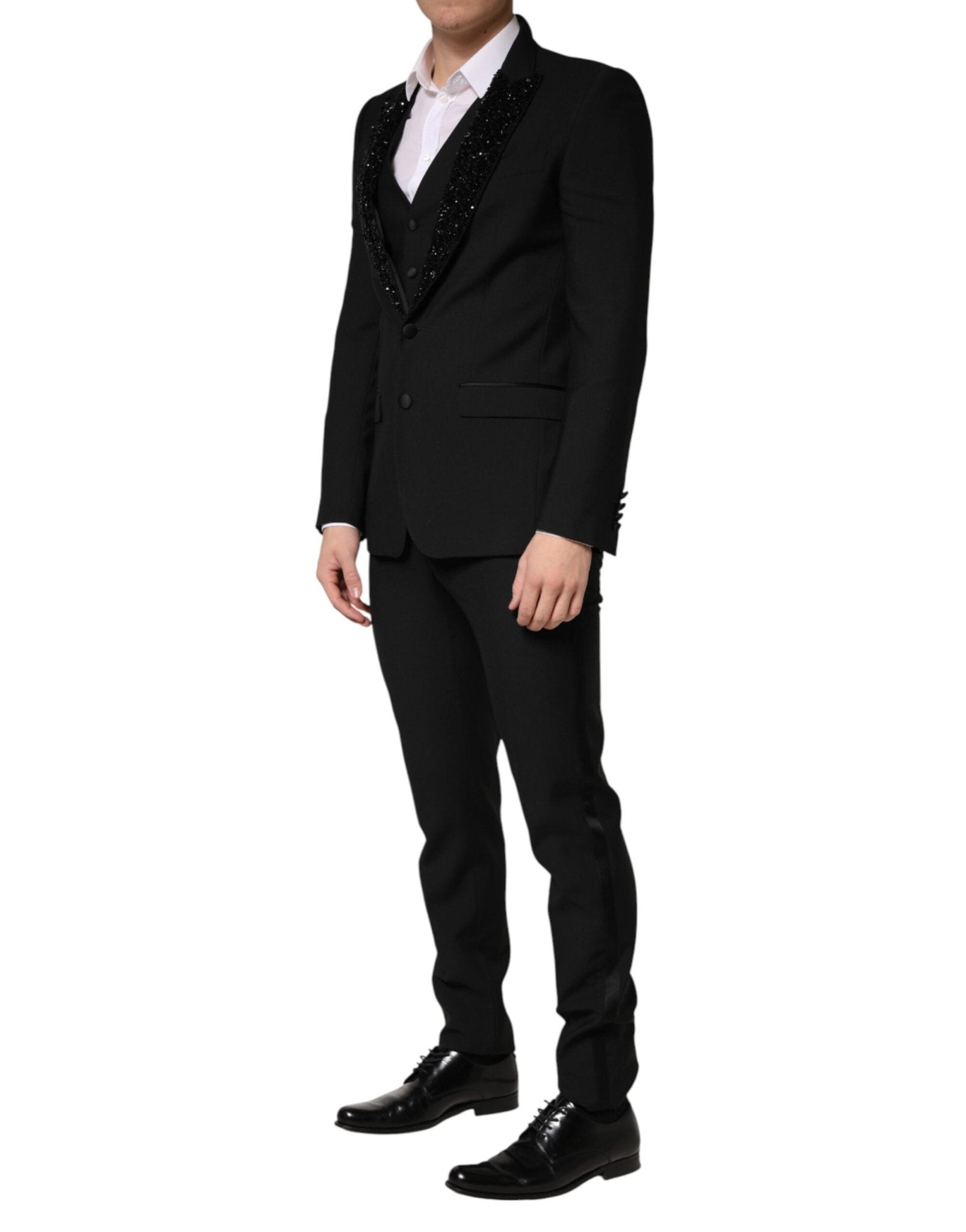 Dolce & Gabbana Black Wool Single Breasted 3 Piece Men Suit - RIMODA