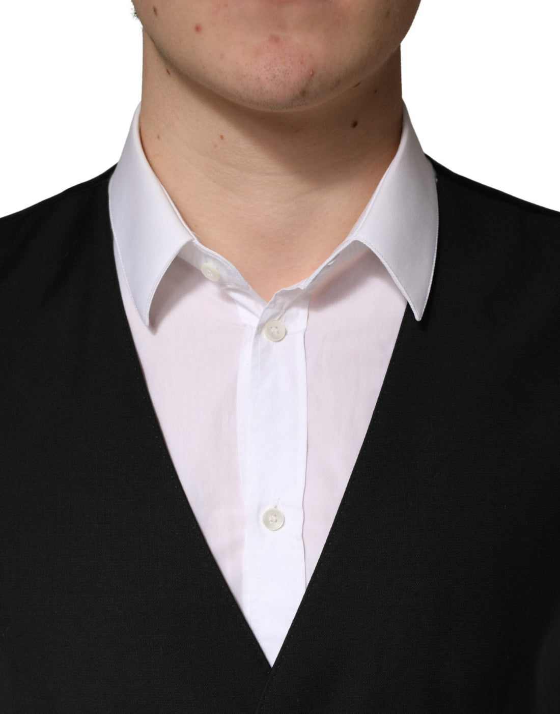 Dolce & Gabbana Black Wool Single Breasted Men Waistcoat Vest - RIMODA