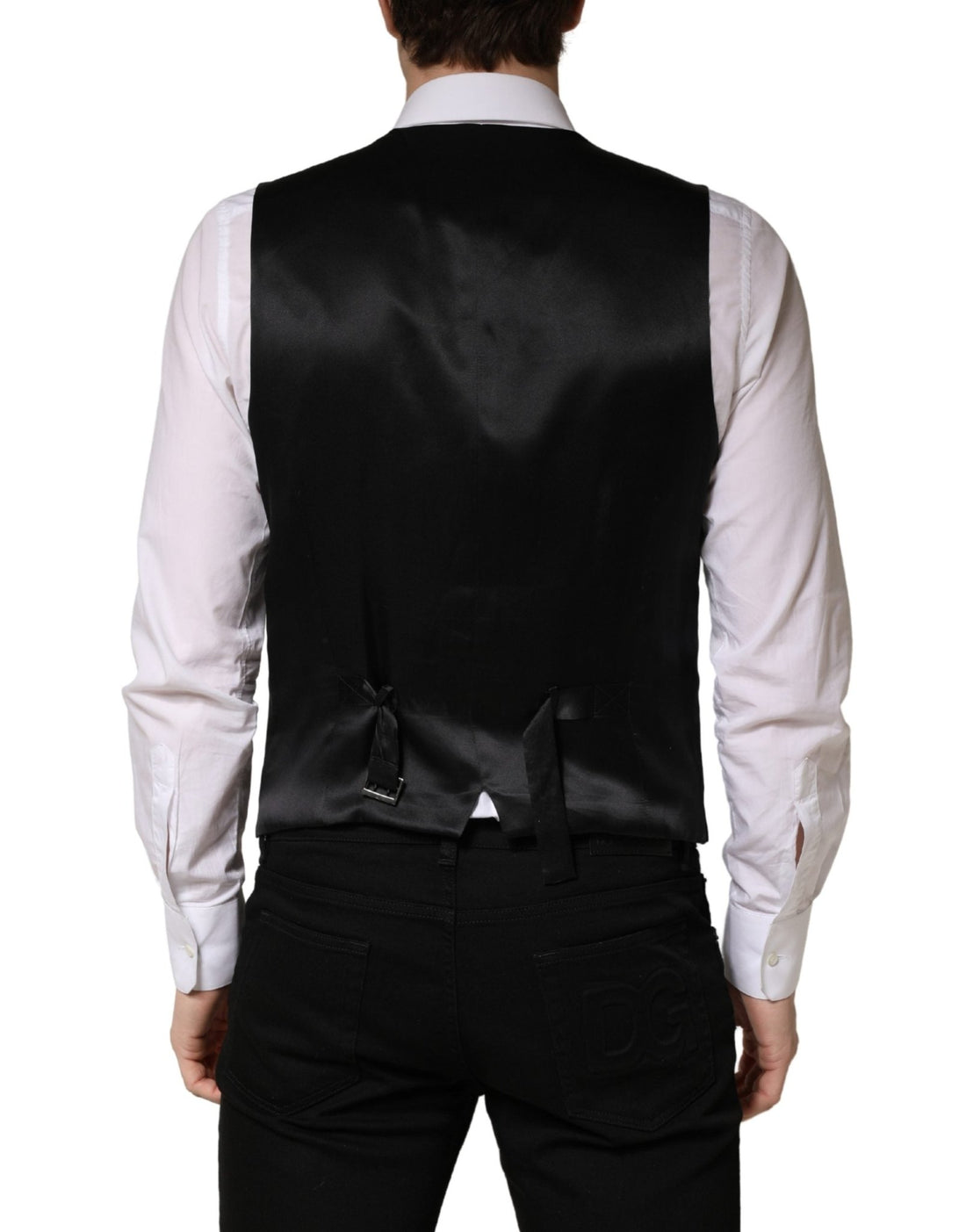 Dolce & Gabbana Black Wool Single Breasted Men Waistcoat Vest - RIMODA