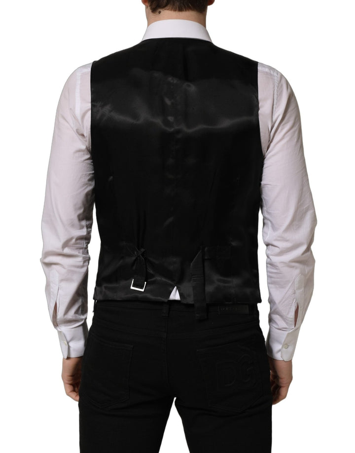 Dolce & Gabbana Black Wool Single Breasted Waistcoat Vest - RIMODA