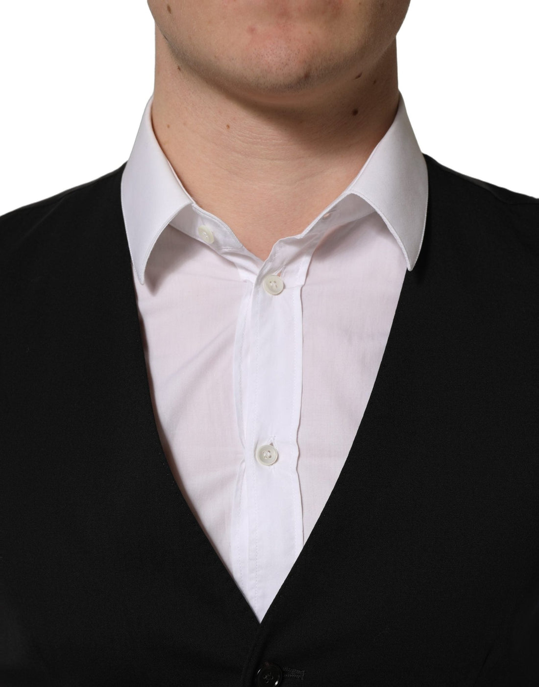 Dolce & Gabbana Black Wool Single Breasted Waistcoat Vest - RIMODA