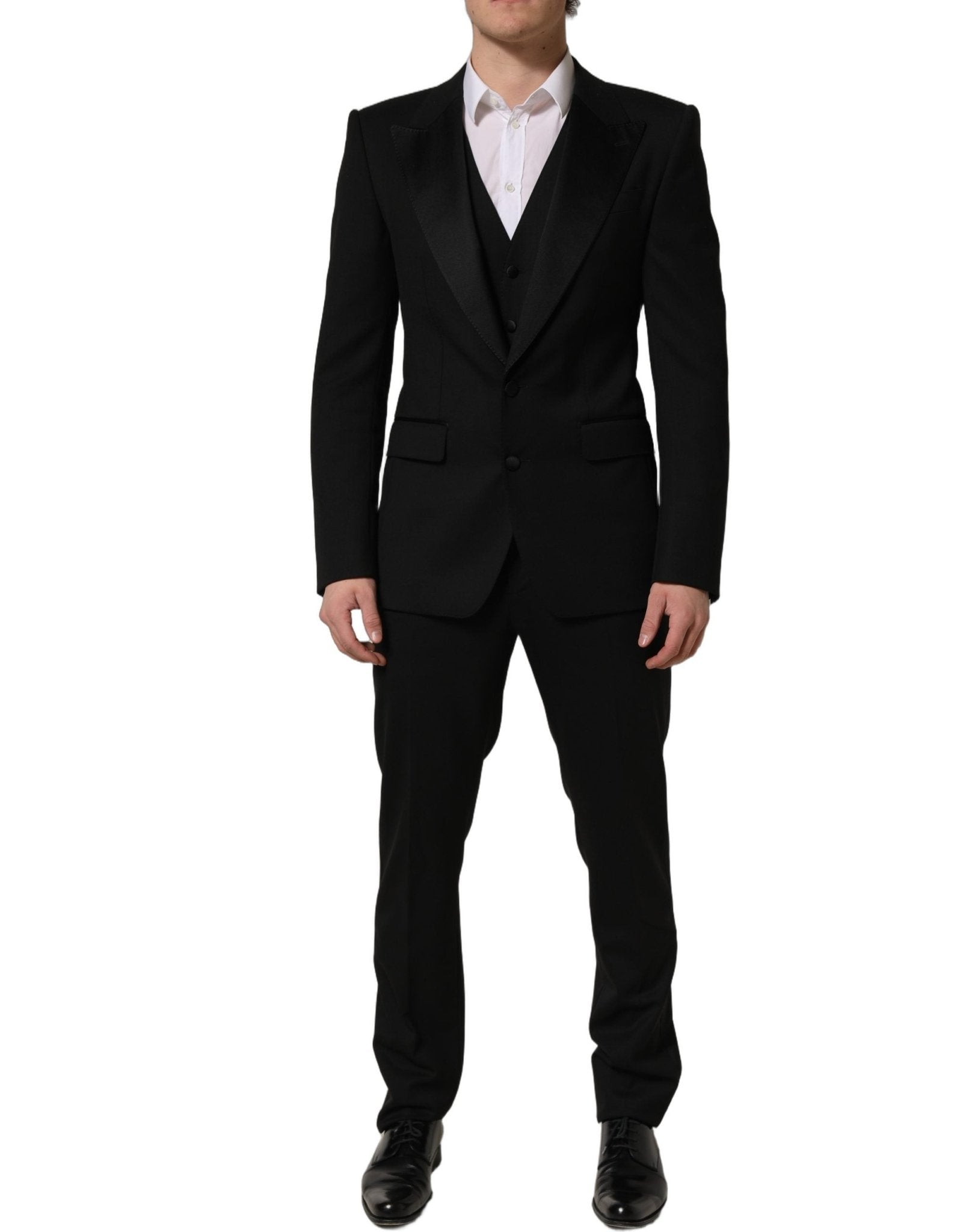 Dolce & Gabbana Black Wool Slim Fit Formal 3 Piece Men Suit - RIMODA