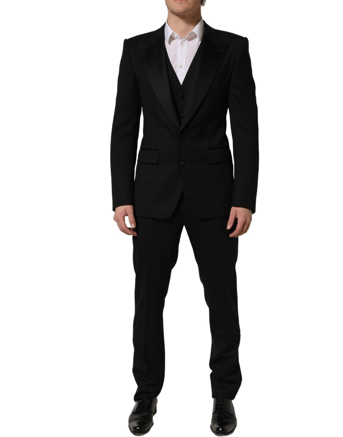 Dolce & Gabbana Black Wool Slim Fit Formal 3 Piece Men Suit - RIMODA