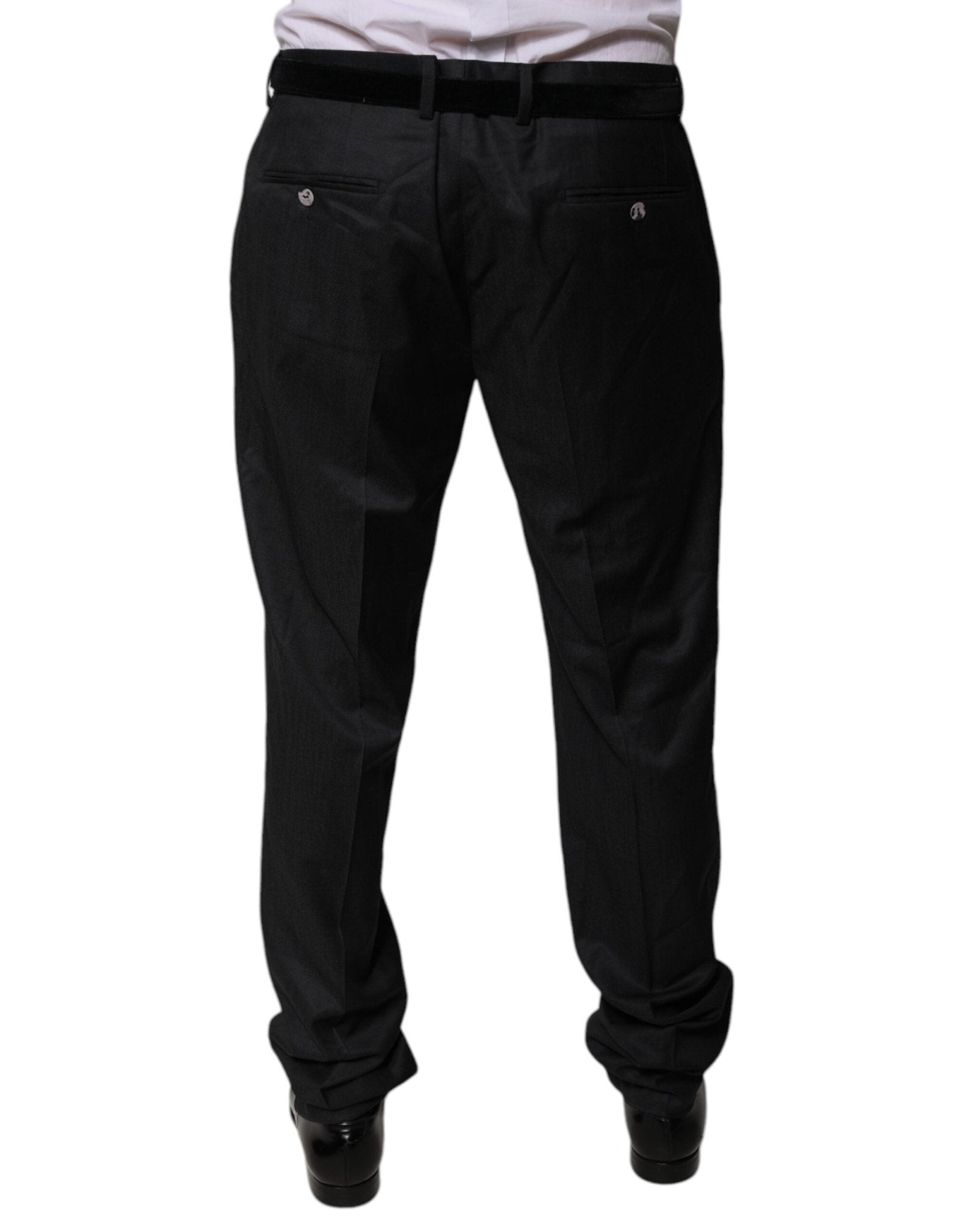 Dolce & Gabbana Black Wool Tapered Formal Dress Pants - RIMODA