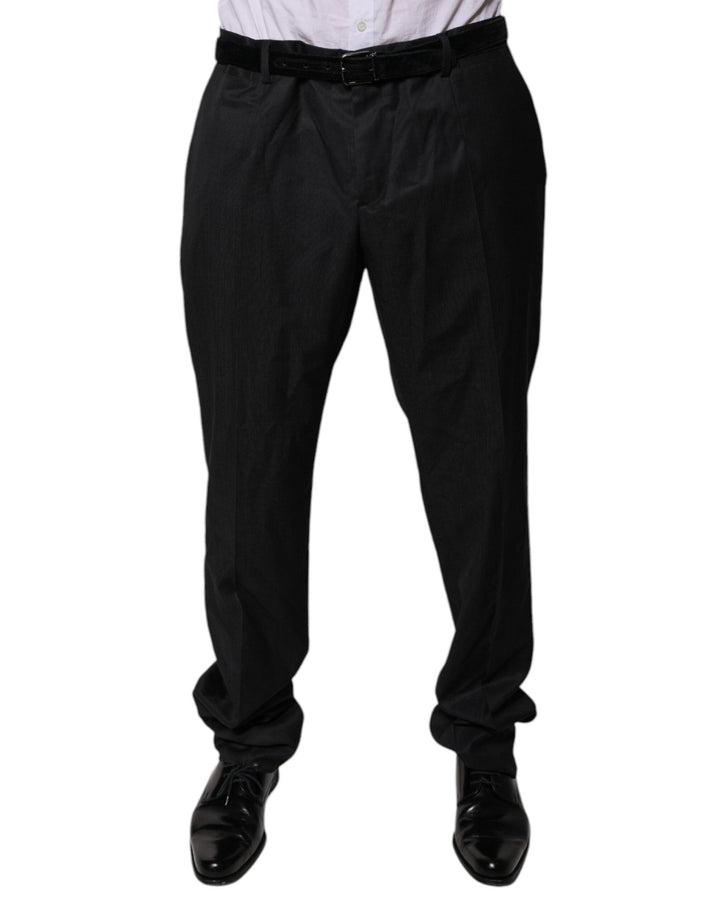 Dolce & Gabbana Black Wool Tapered Formal Dress Pants - RIMODA