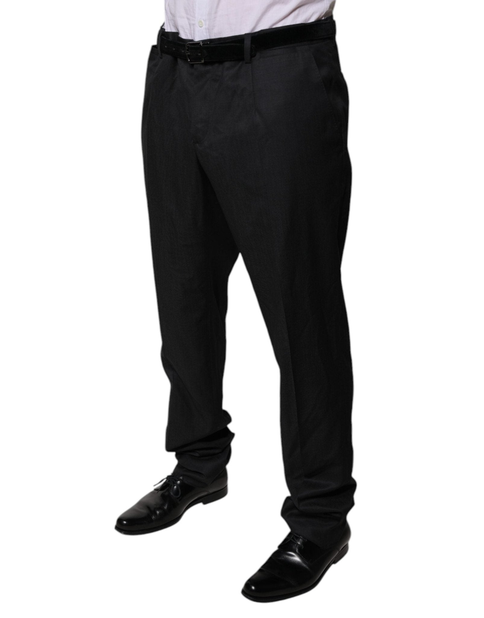Dolce & Gabbana Black Wool Tapered Formal Dress Pants - RIMODA
