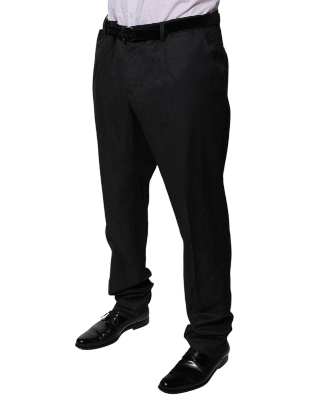 Dolce & Gabbana Black Wool Tapered Formal Dress Pants - RIMODA