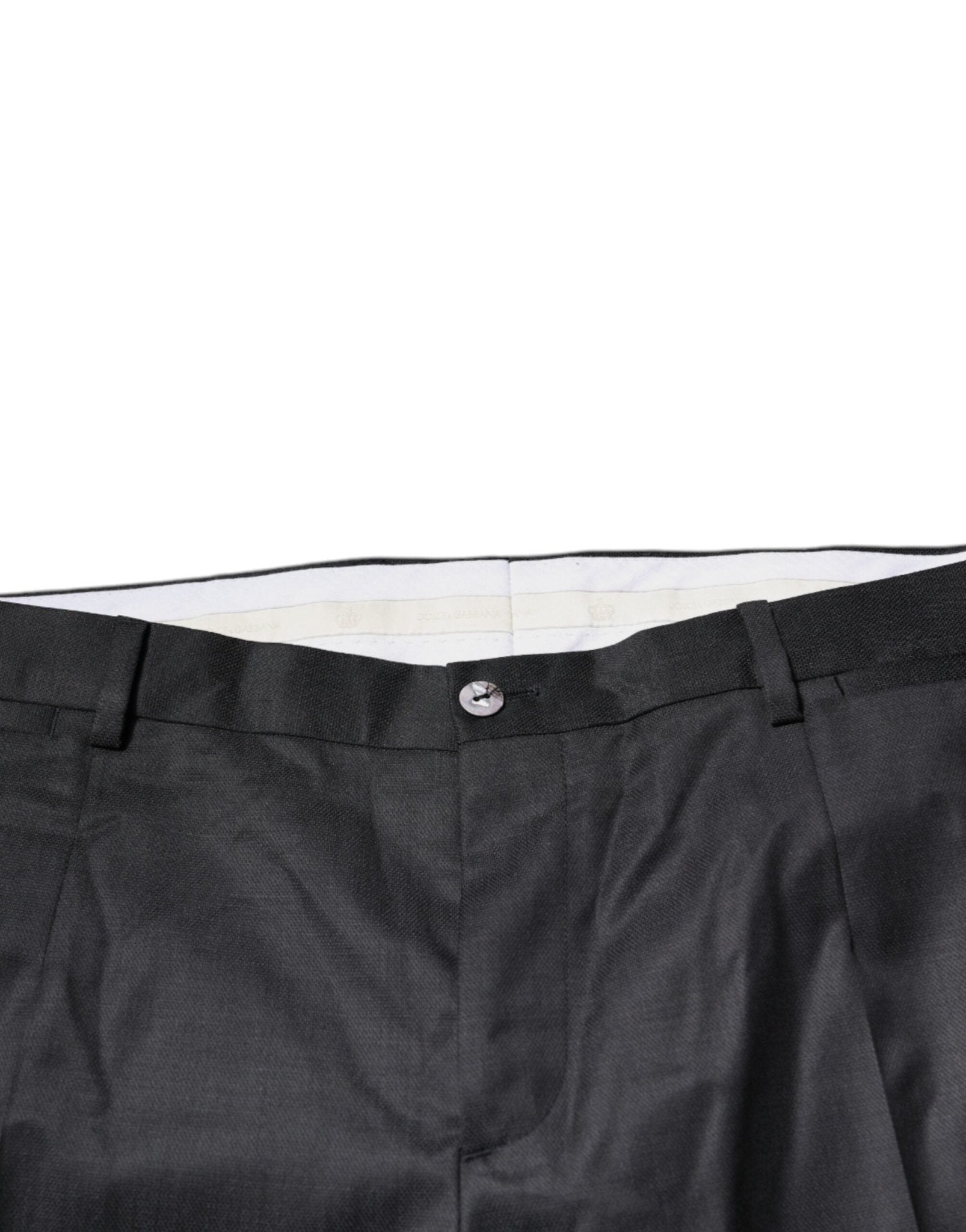 Dolce & Gabbana Black Wool Tapered Formal Dress Pants - RIMODA