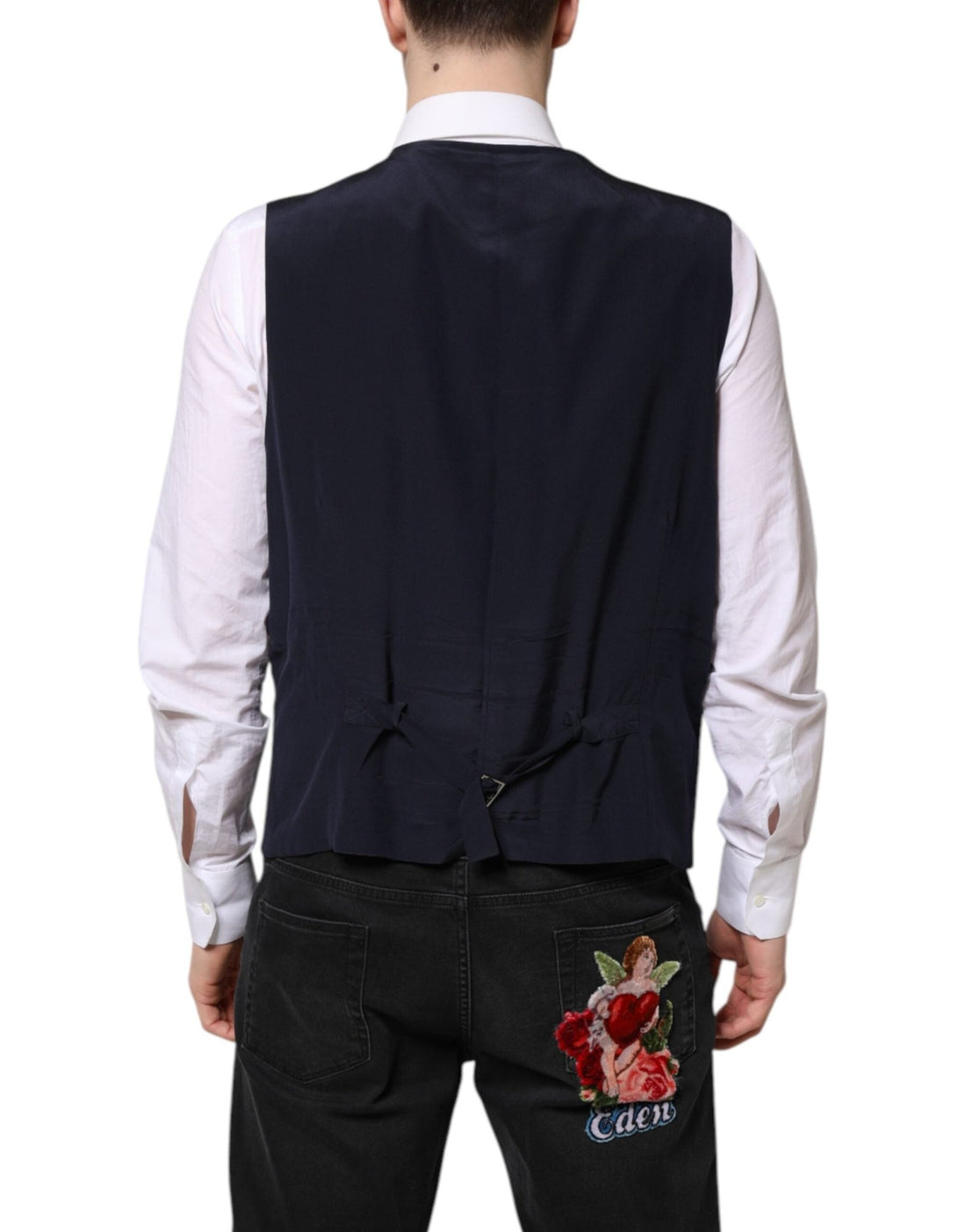 Dolce & Gabbana Black Wool Waistcoat Dress Formal Vest - RIMODA