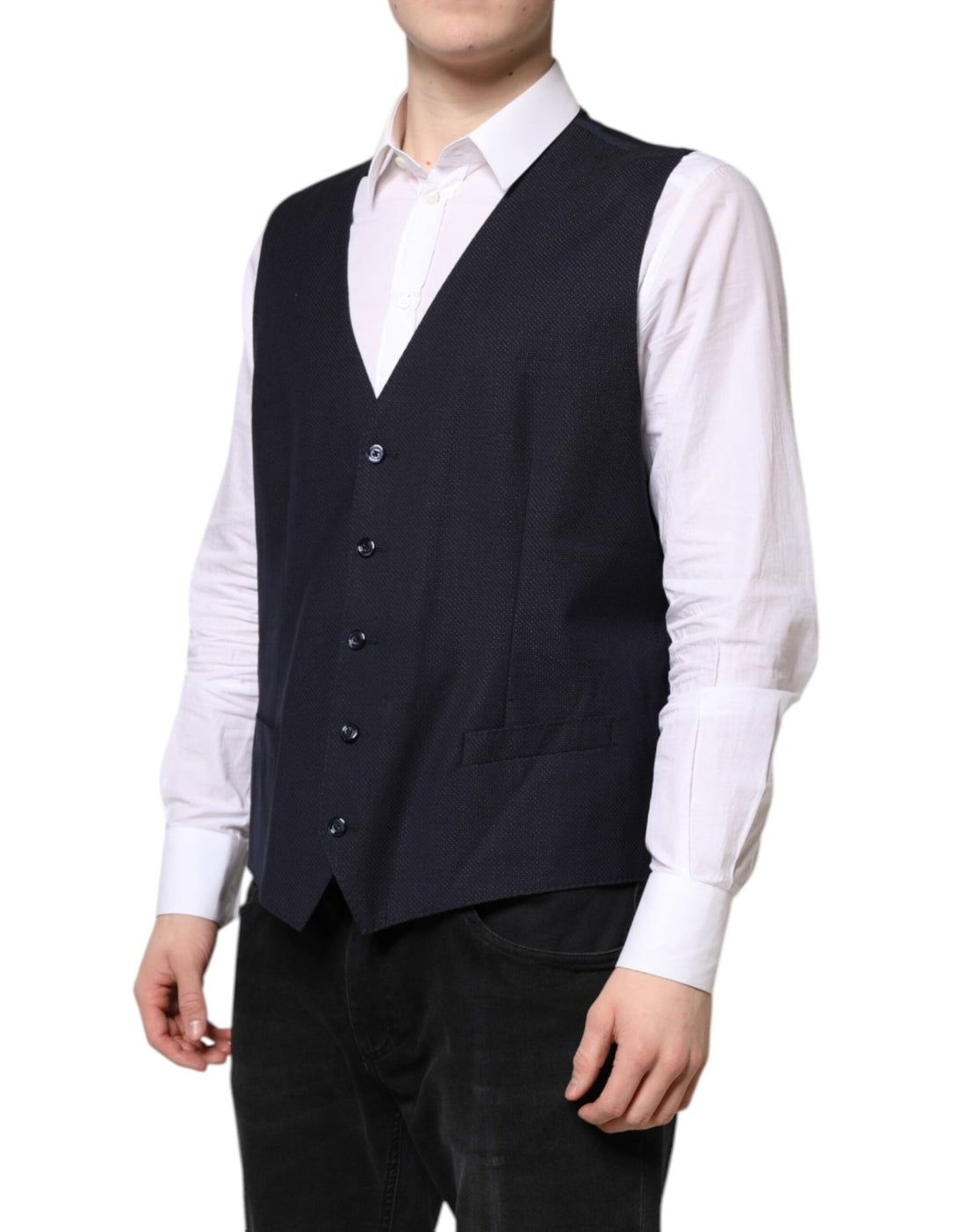 Dolce & Gabbana Black Wool Waistcoat Dress Formal Vest - RIMODA