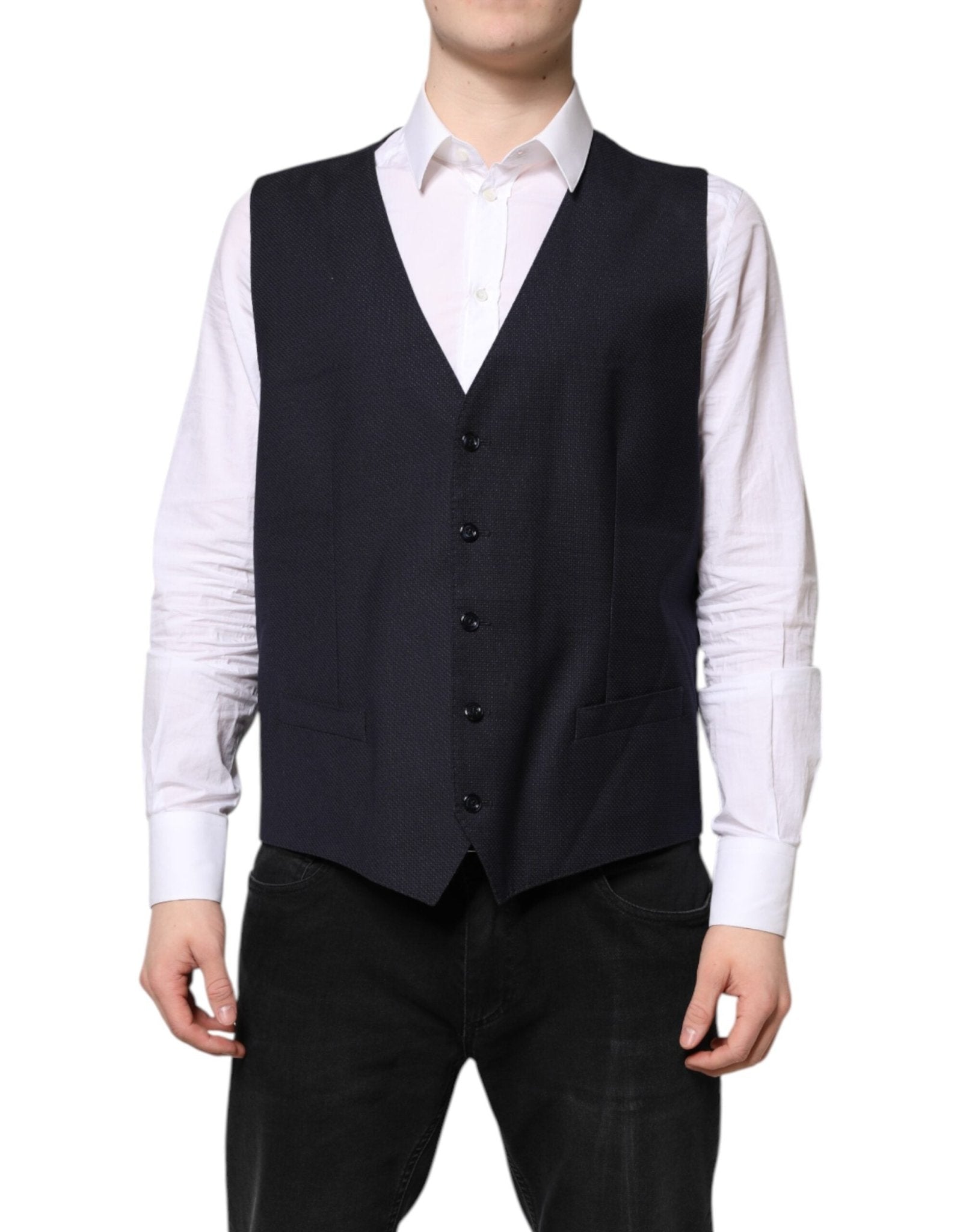 Dolce & Gabbana Black Wool Waistcoat Dress Formal Vest - RIMODA