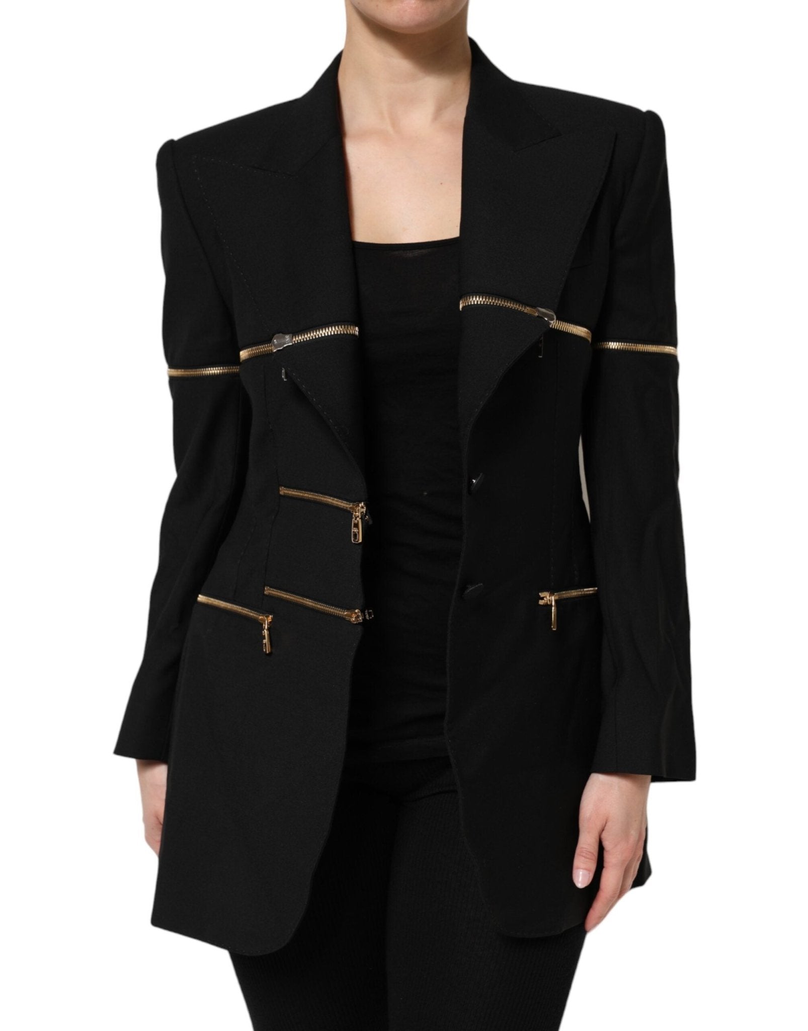 Dolce & Gabbana Black Wool Zipper Detailing Blazer Jacket - RIMODA