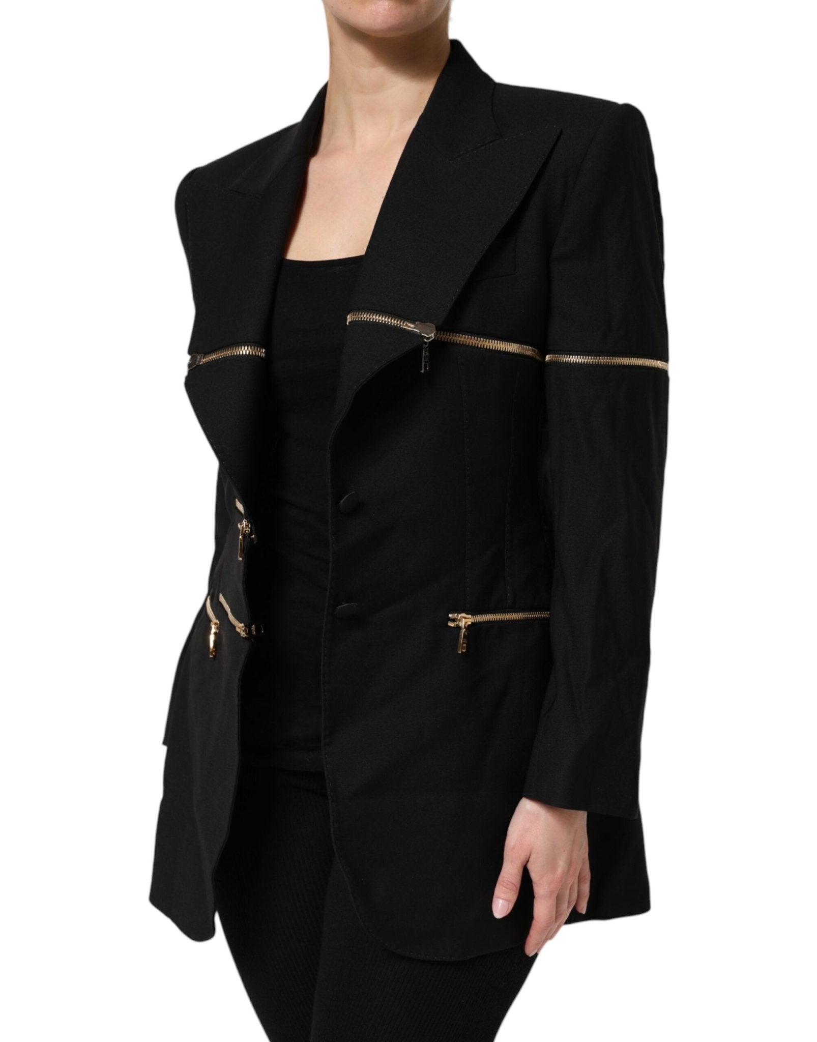 Dolce & Gabbana Black Wool Zipper Detailing Blazer Jacket - RIMODA