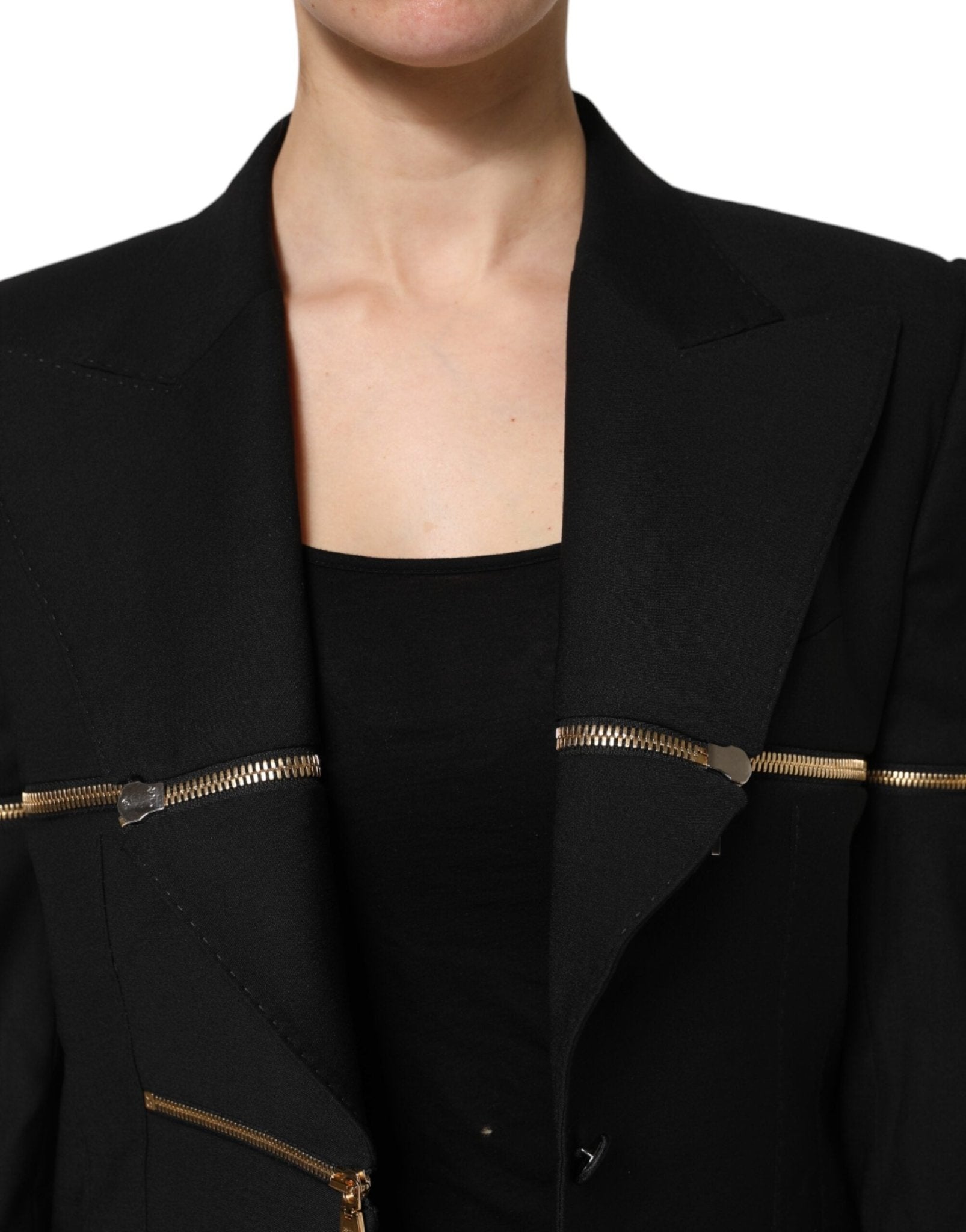 Dolce & Gabbana Black Wool Zipper Detailing Blazer Jacket - RIMODA