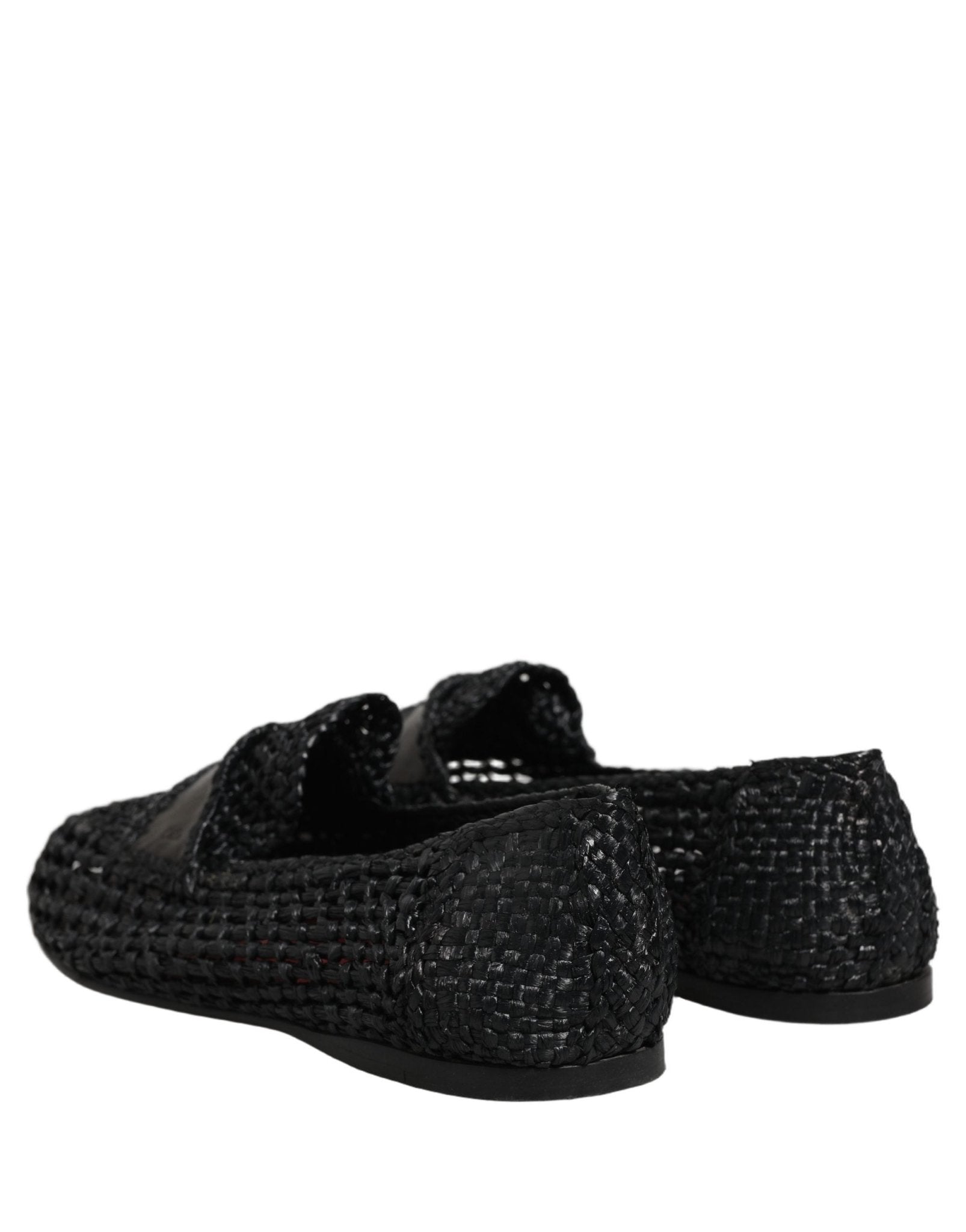 Dolce & Gabbana Black Woven Leather Slip On Loafers Men Shoes - RIMODA