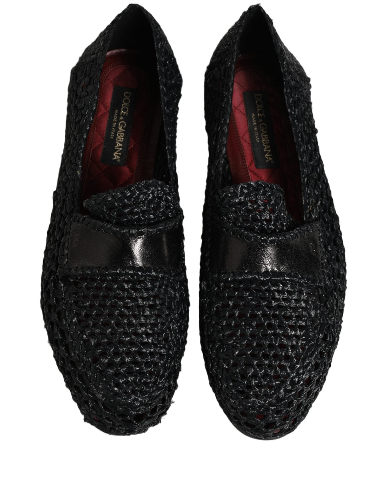 Dolce & Gabbana Black Woven Leather Slip On Loafers Men Shoes - RIMODA