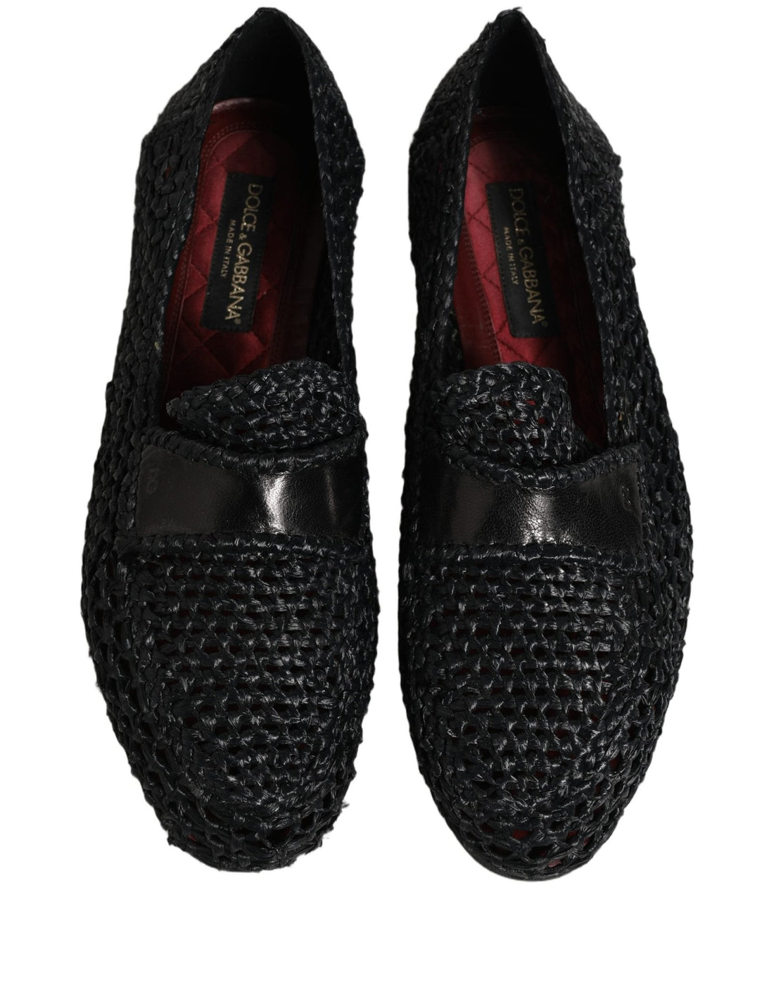 Dolce & Gabbana Black Woven Leather Slip On Loafers Men Shoes - RIMODA