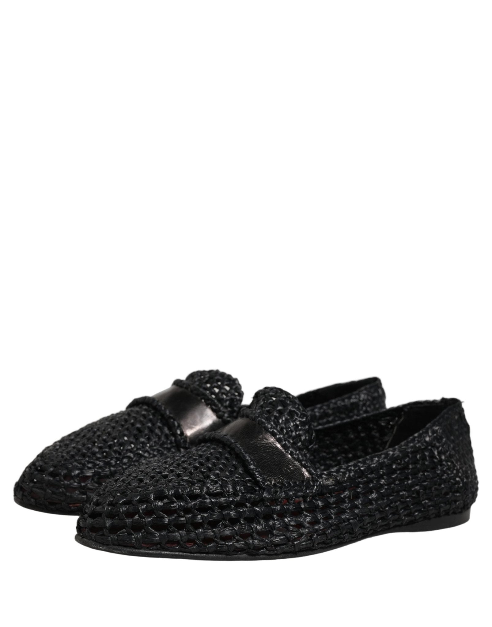 Dolce & Gabbana Black Woven Leather Slip On Loafers Men Shoes - RIMODA