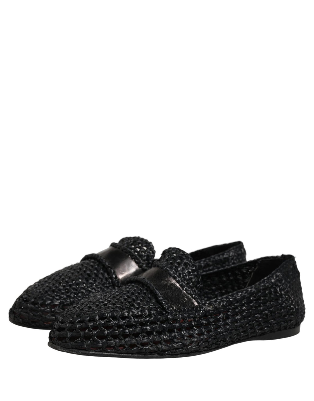 Dolce & Gabbana Black Woven Leather Slip On Loafers Men Shoes - RIMODA