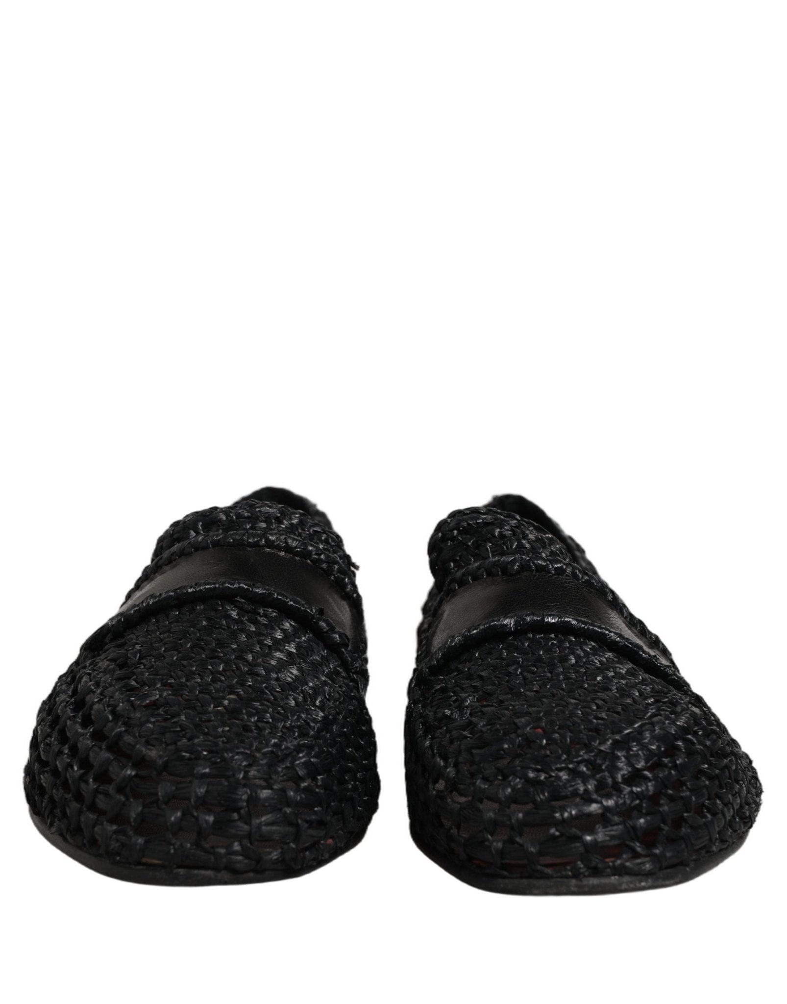 Dolce & Gabbana Black Woven Leather Slip On Loafers Men Shoes - RIMODA
