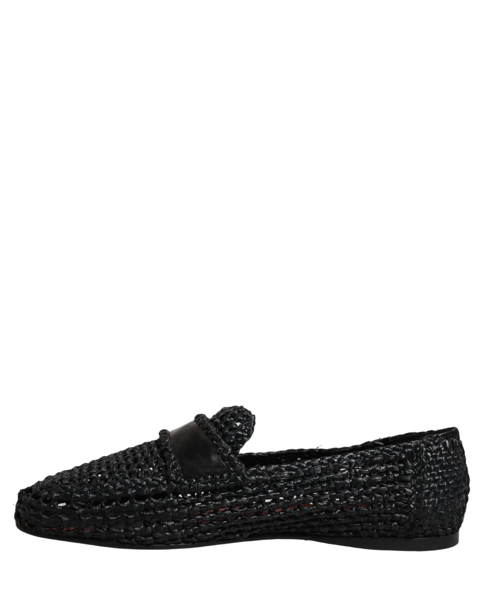 Dolce & Gabbana Black Woven Leather Slip On Loafers Men Shoes - RIMODA