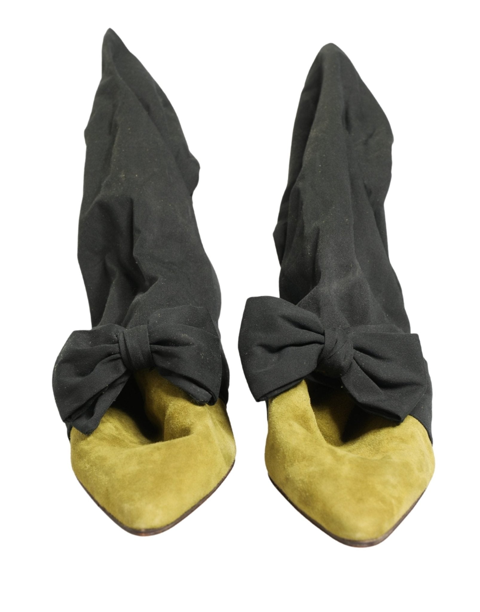 Dolce & Gabbana Black Yellow Suede Boots Shoes - RIMODA
