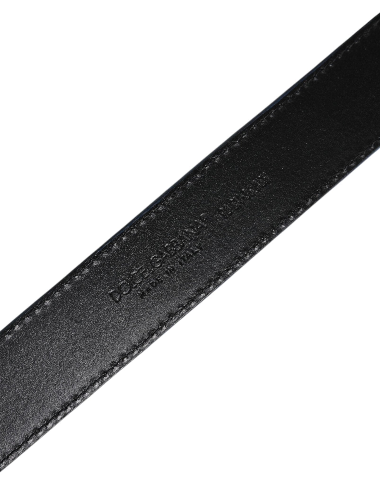 Dolce & Gabbana Blue Beige Leather Weaved Metal Buckle Belt - RIMODA