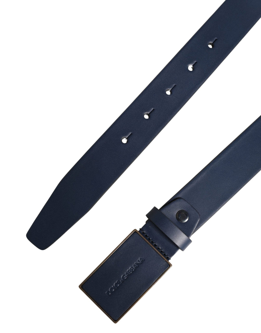 Dolce & Gabbana Blue Calf Leather Logo Metal Buckle Belt - RIMODA