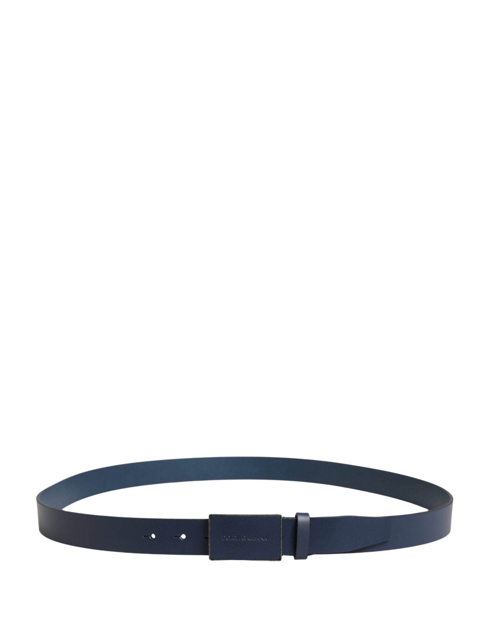 Dolce & Gabbana Blue Calf Leather Logo Metal Buckle Belt - RIMODA
