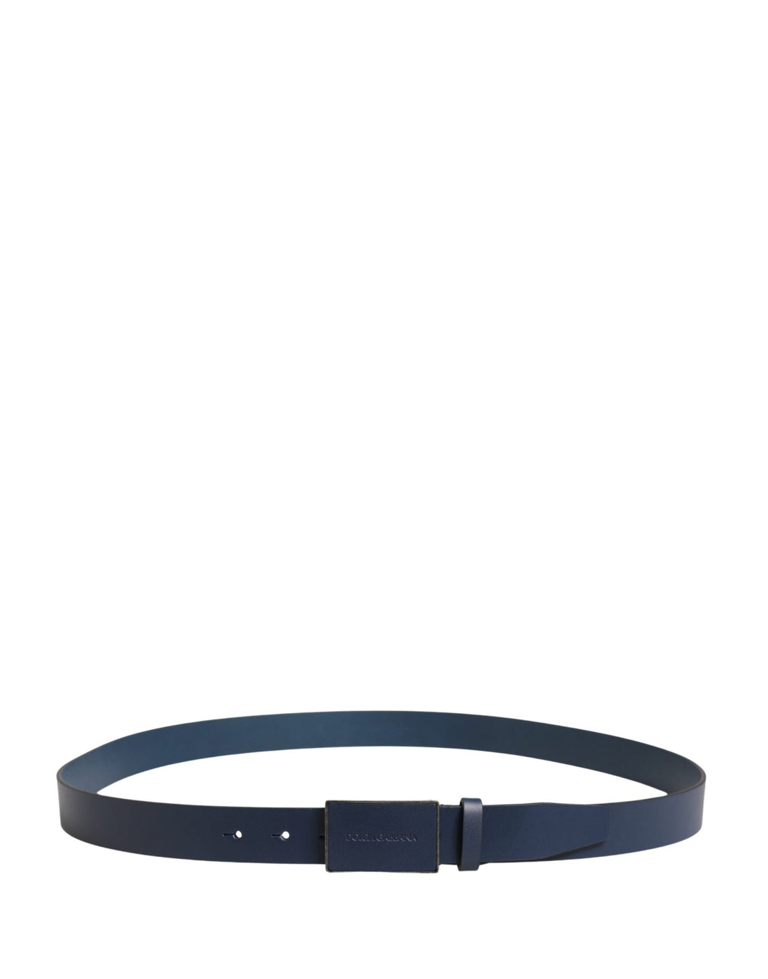 Dolce & Gabbana Blue Calf Leather Logo Metal Buckle Belt - RIMODA