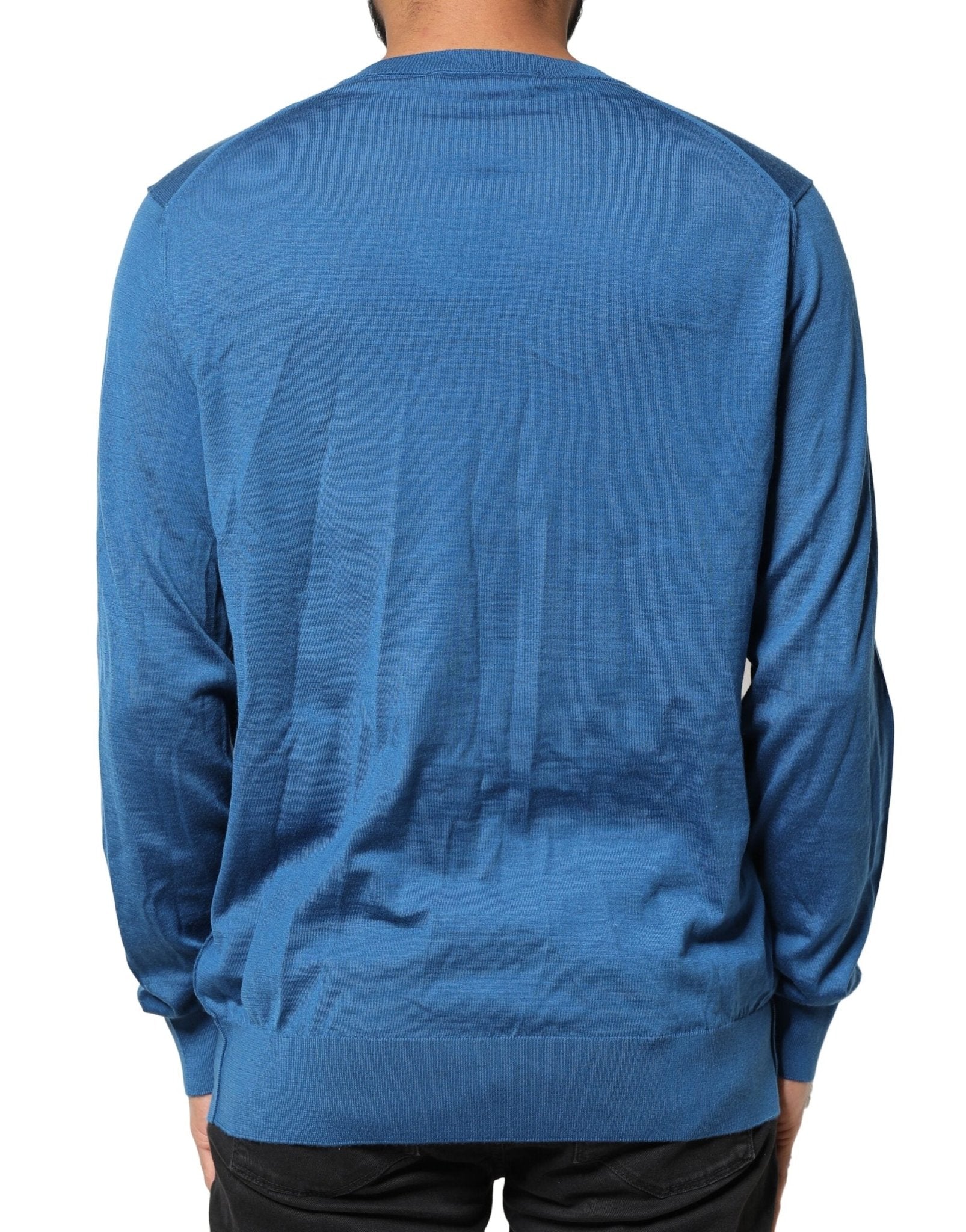 Dolce & Gabbana Blue Cashmere Crown V-neck Pullover Sweater - RIMODA