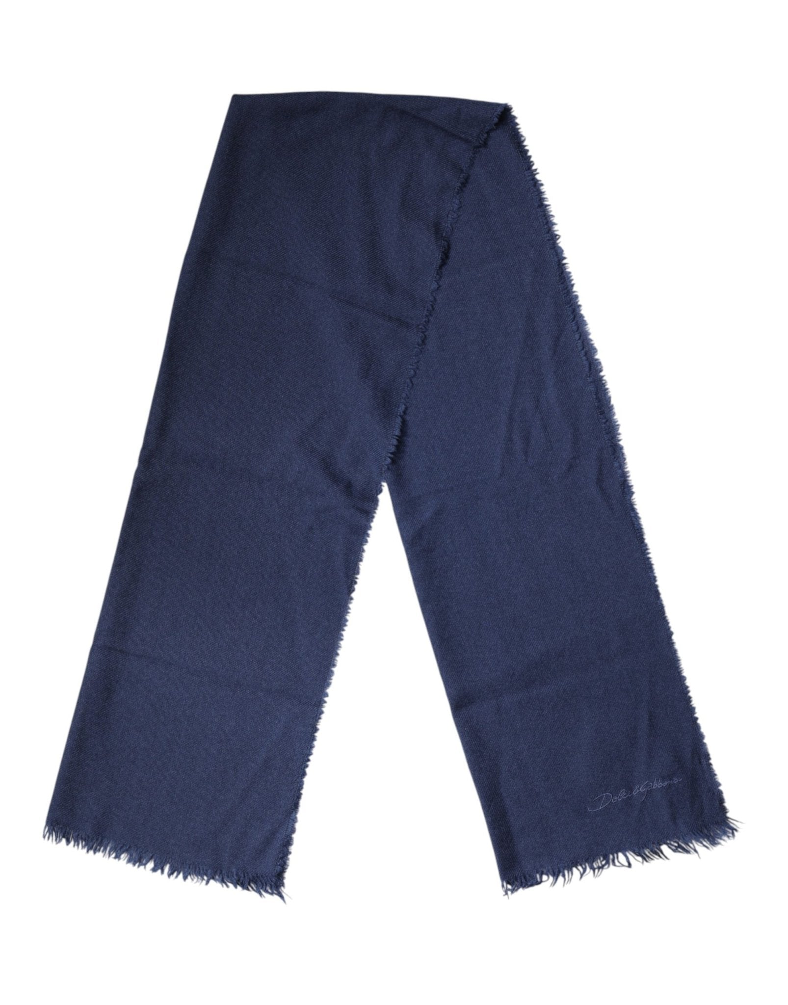 Dolce & Gabbana Blue Cashmere Fringes Wrap Foulard 70cm x 200cm Scarf Men - RIMODA