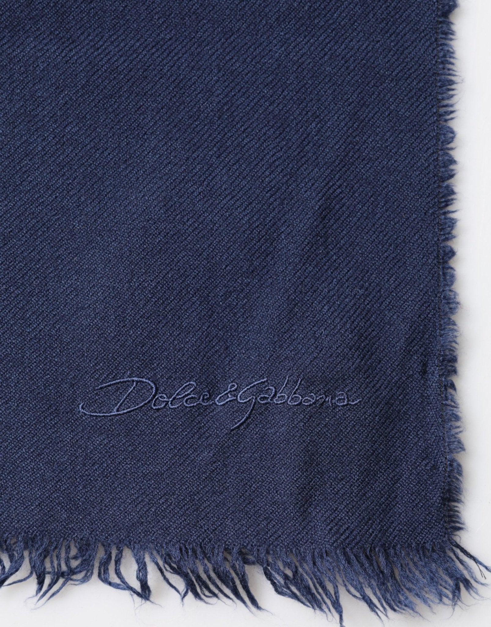 Dolce & Gabbana Blue Cashmere Fringes Wrap Foulard 70cm x 200cm Scarf Men - RIMODA